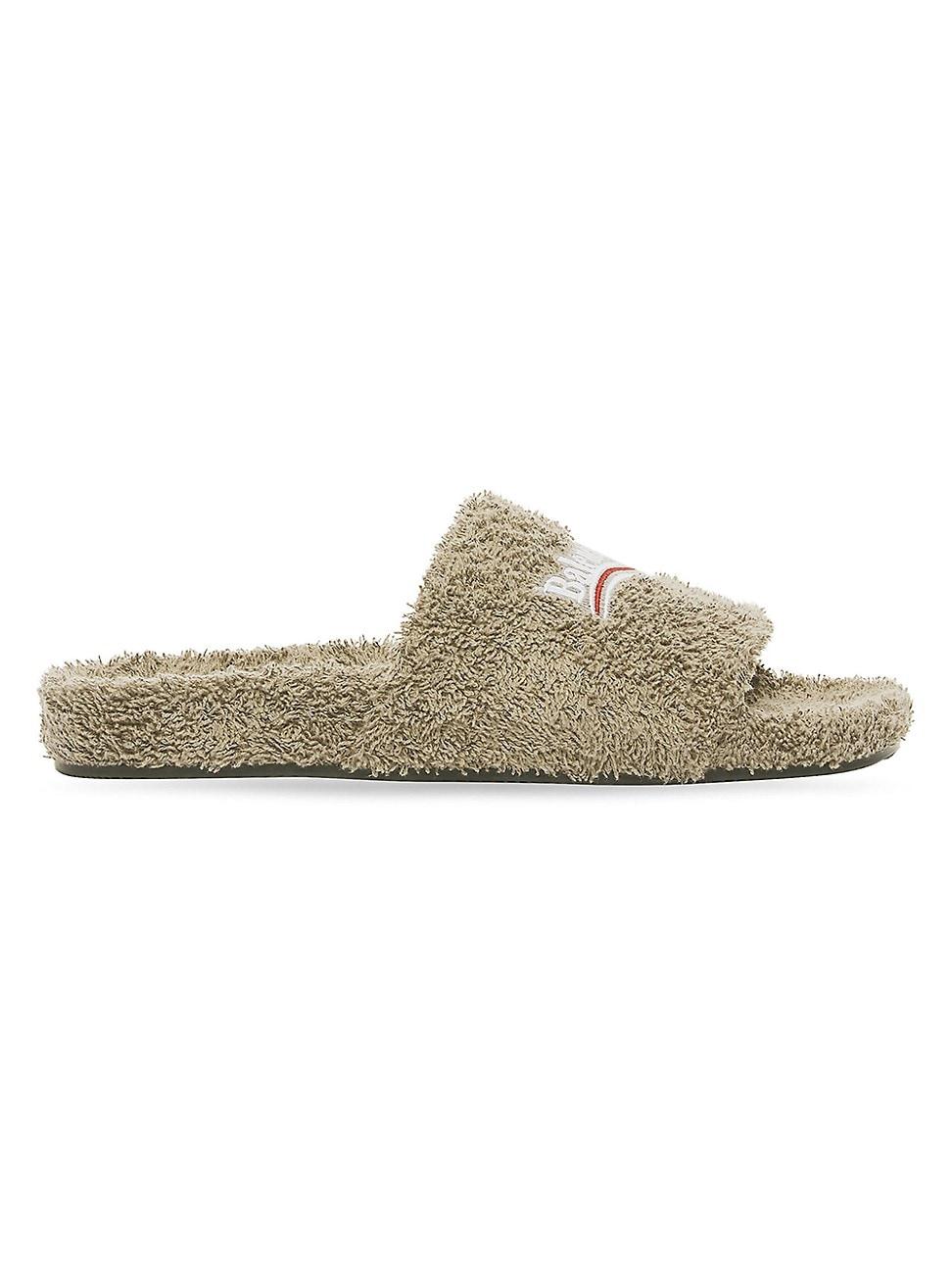 Balenciaga Furry Slide Sandals In Soft Towel in Green Lyst
