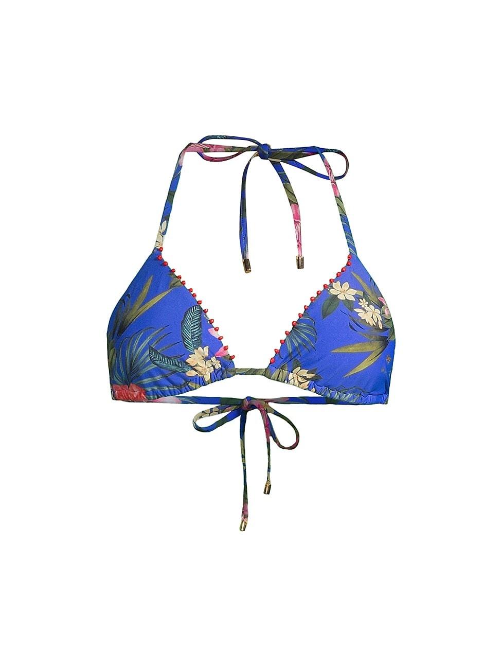 PQ Swim Embroidered Triangle Bikini Top in Blue | Lyst