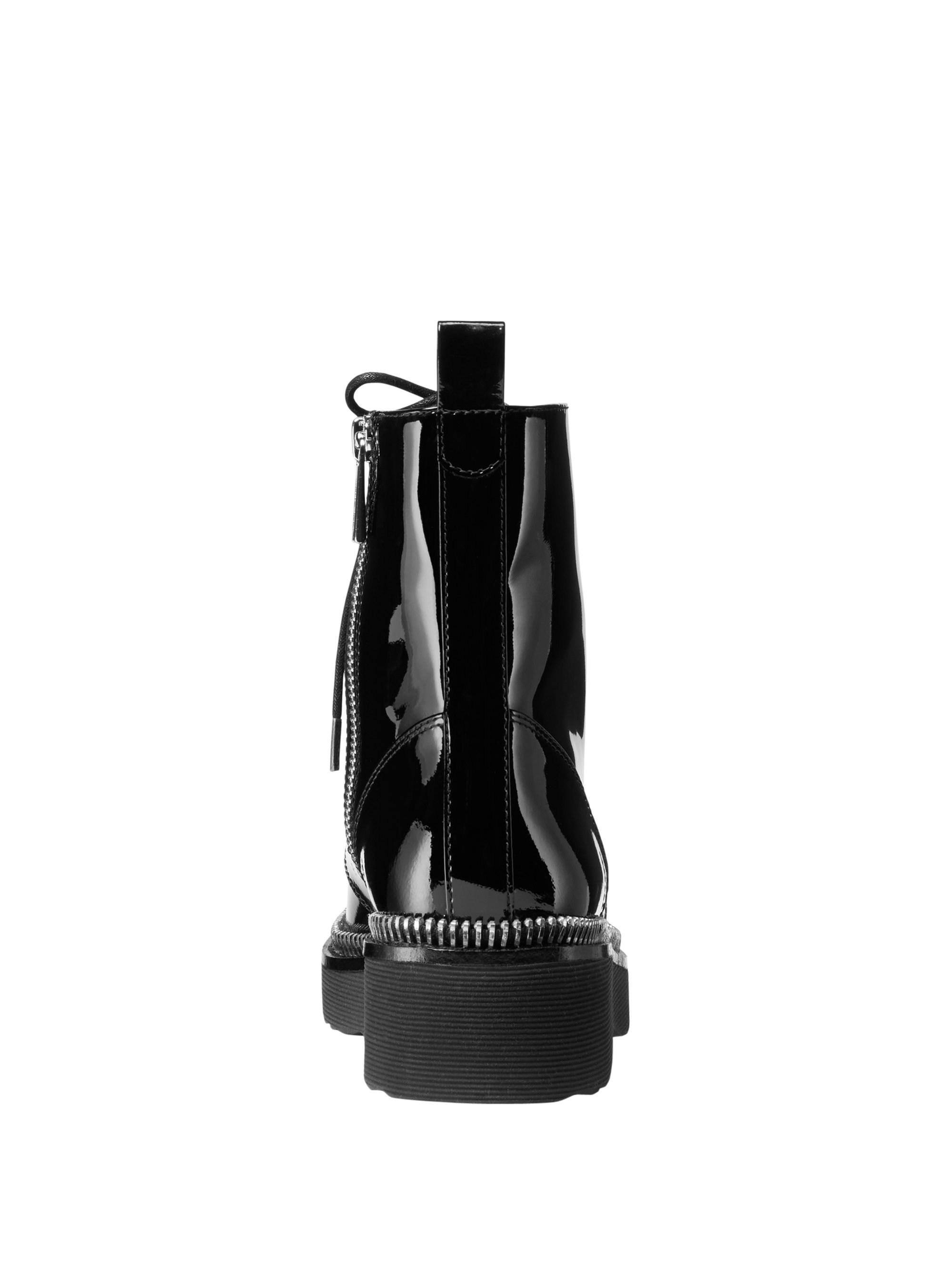 haskell crinkled leather and logo combat boot