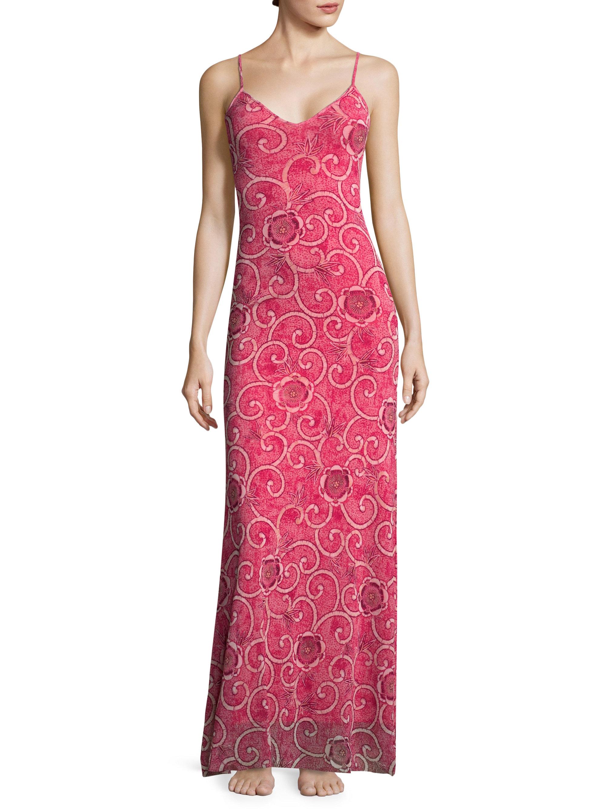 Fuzzi Synthetic Printed Tank Maxi Dress in Pink - Lyst