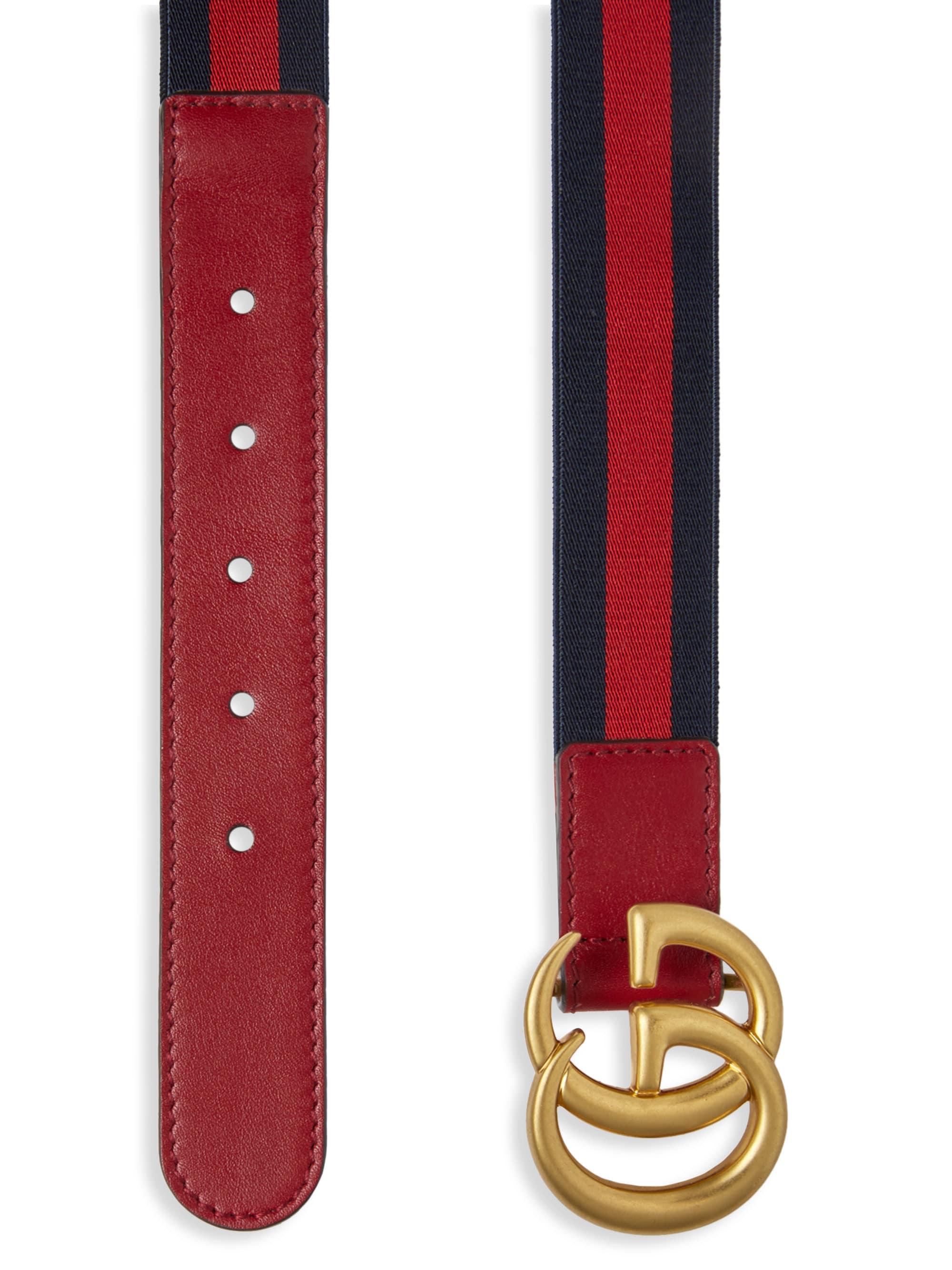 Gucci Leather Kid's Elastic Web Belt W/ Double G Buckle in Cherry Red (Red)  - Lyst