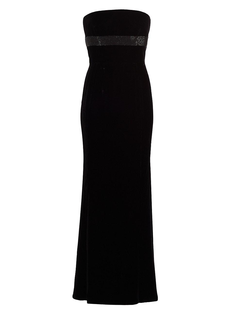 Giorgio Armani Crystal-embellished Velvet Strapless Gown in Black | Lyst