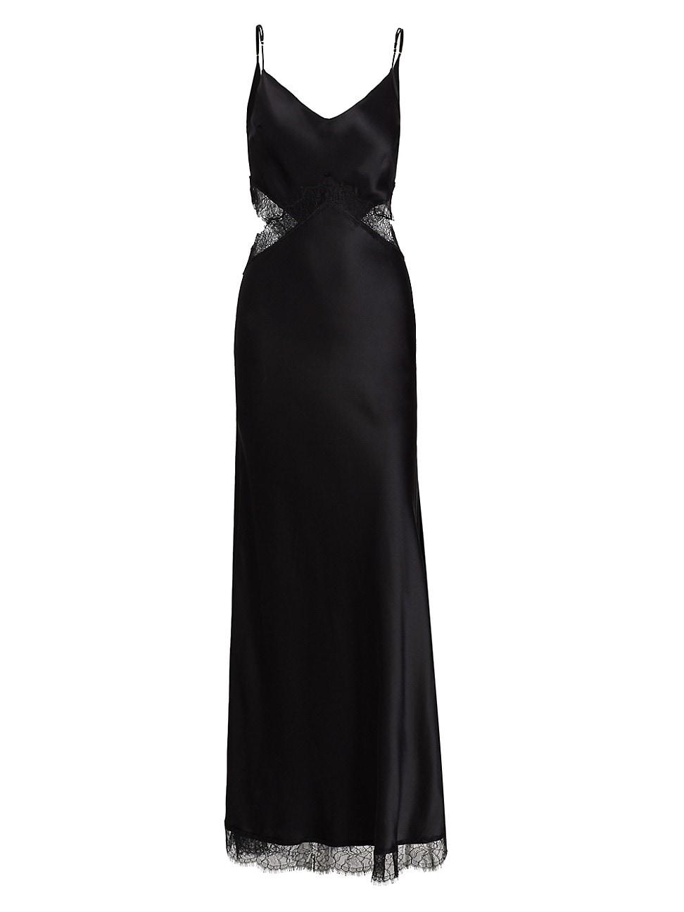 DANNIJO Silk Cutout Lace Slip Gown in Black Lyst
