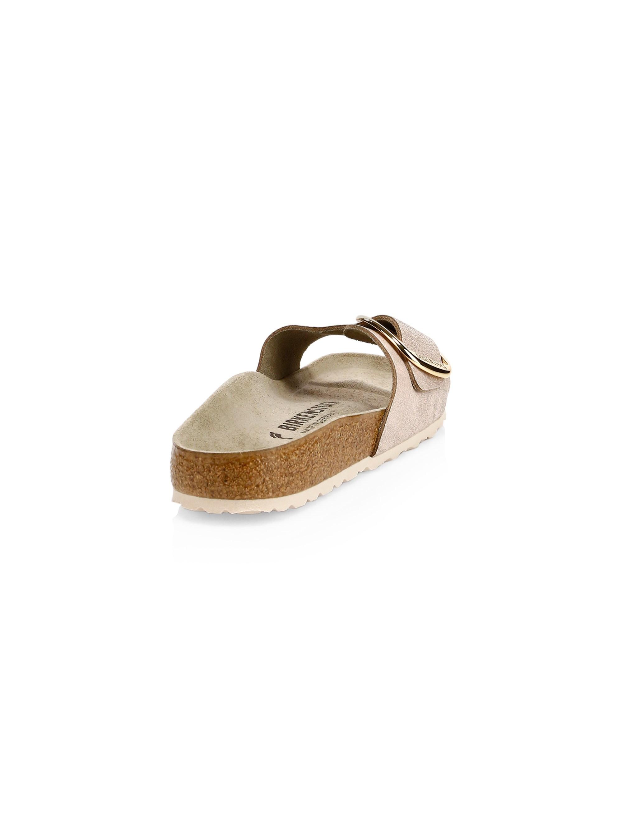 Birkenstock Madrid Big Buckle Metallic Leather Slide Sandals in Pink Lyst