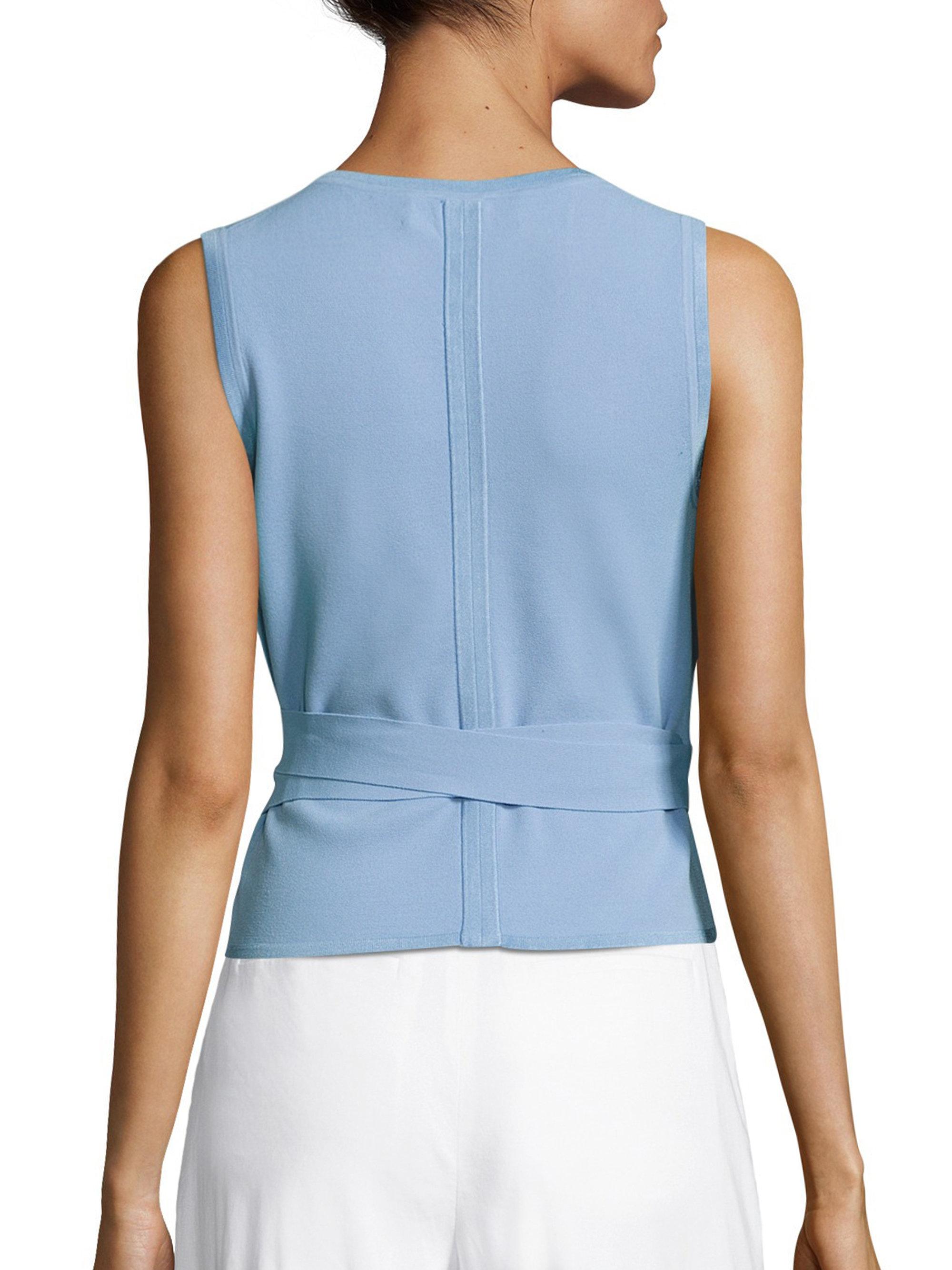 sleeveless wrap sweater