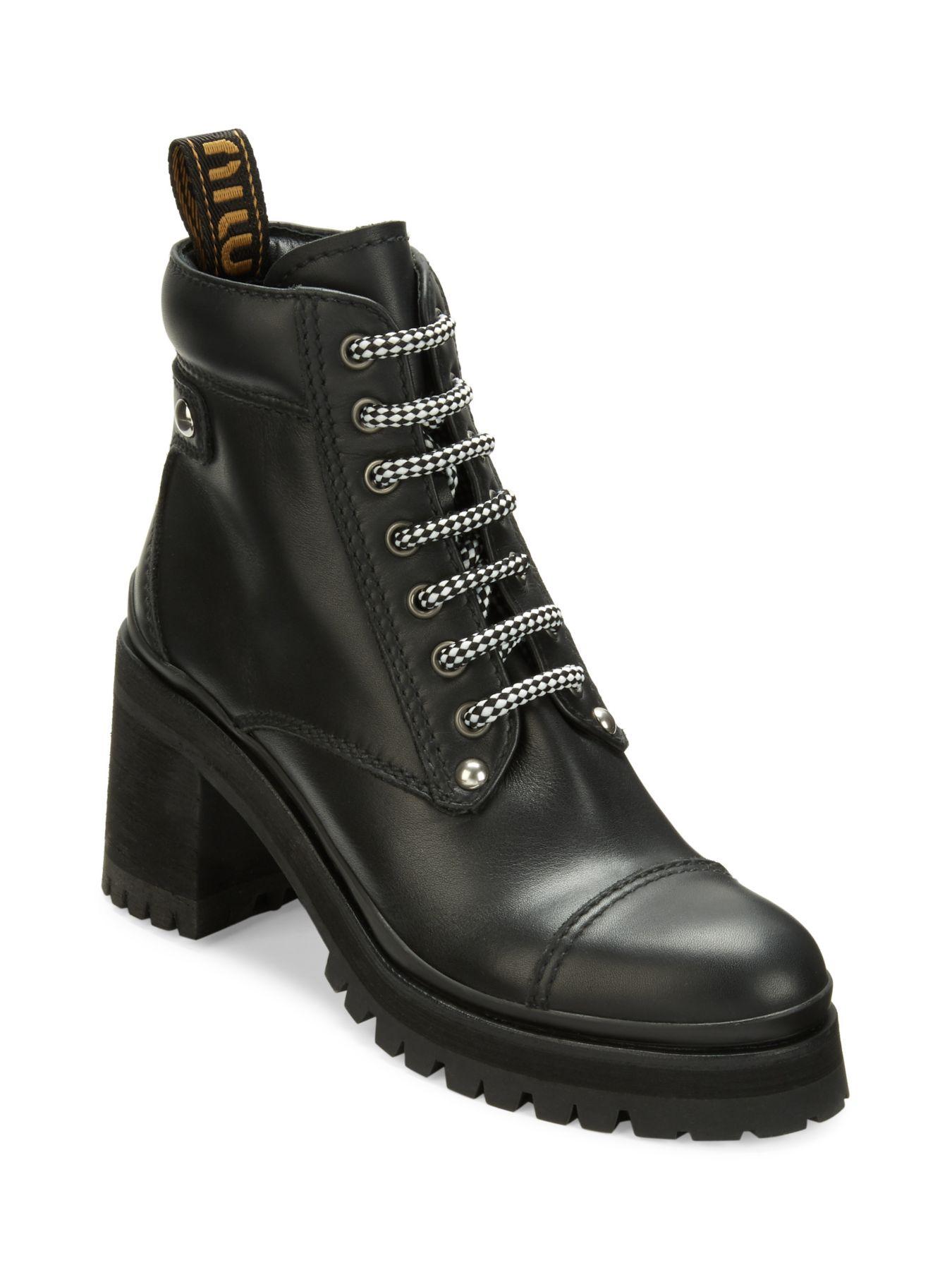 miu miu chunky heel combat bootie