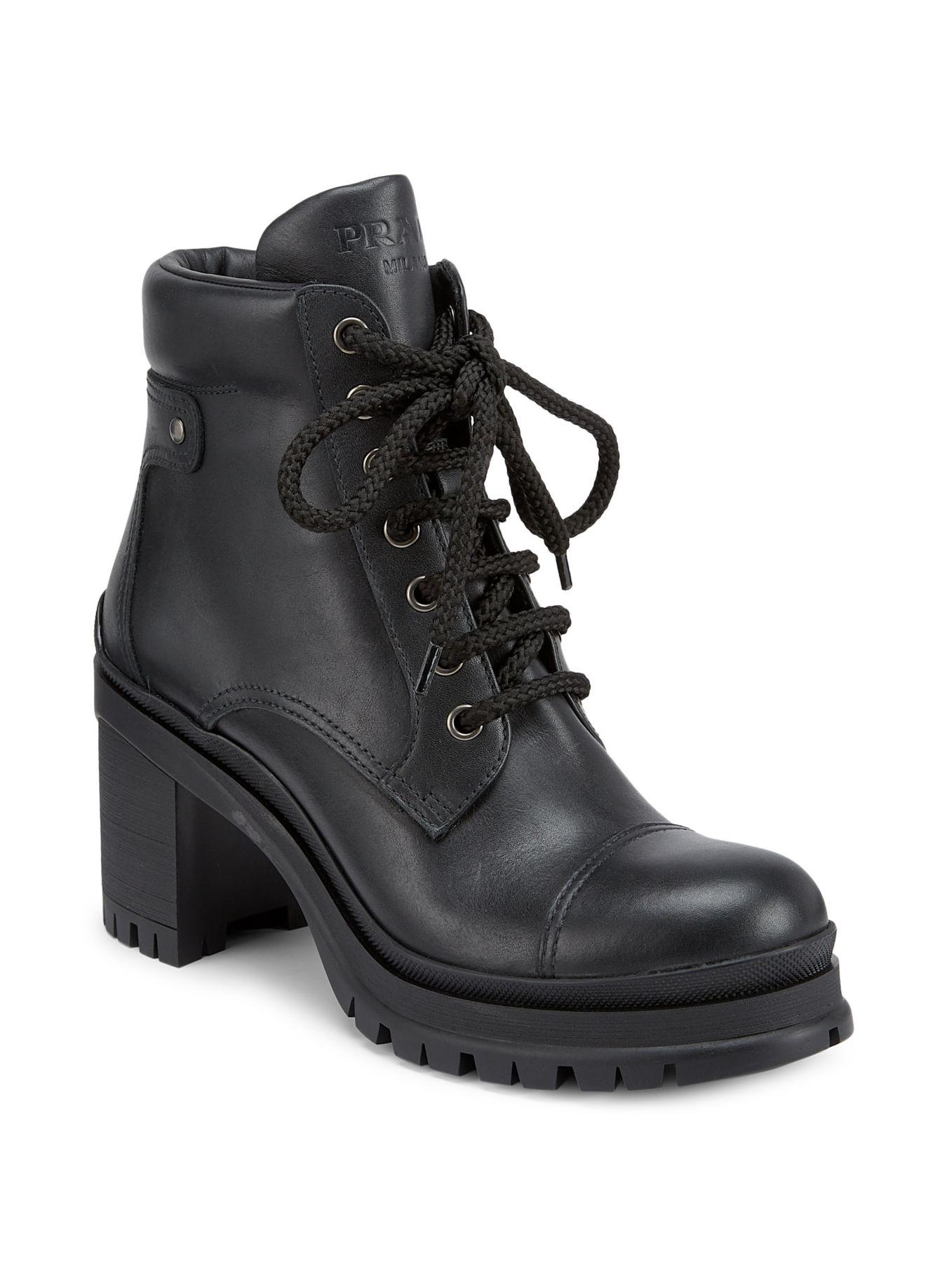 prada lug sole leather bootie