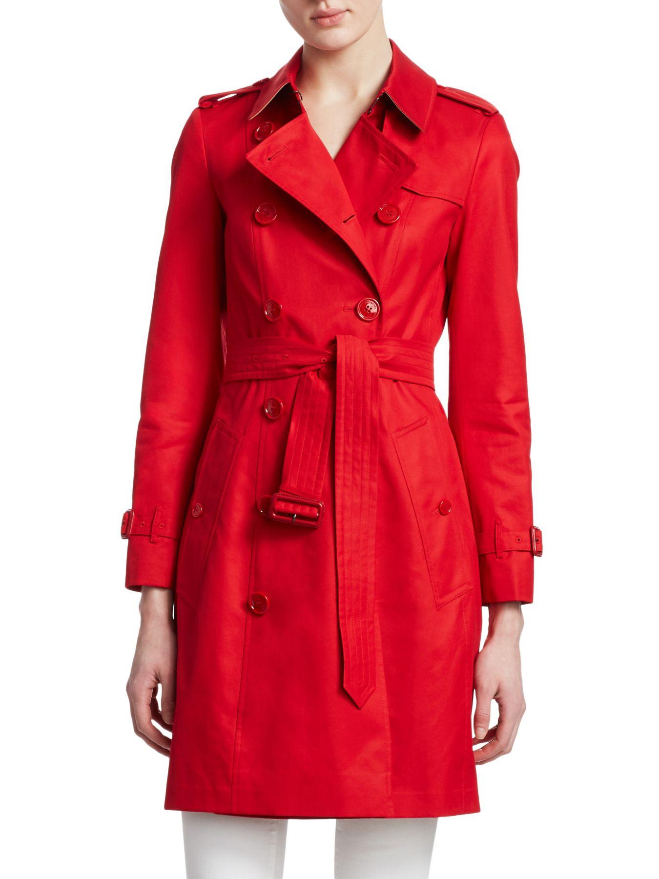 Burberry Chelsea Trench Coat in Red | Lyst