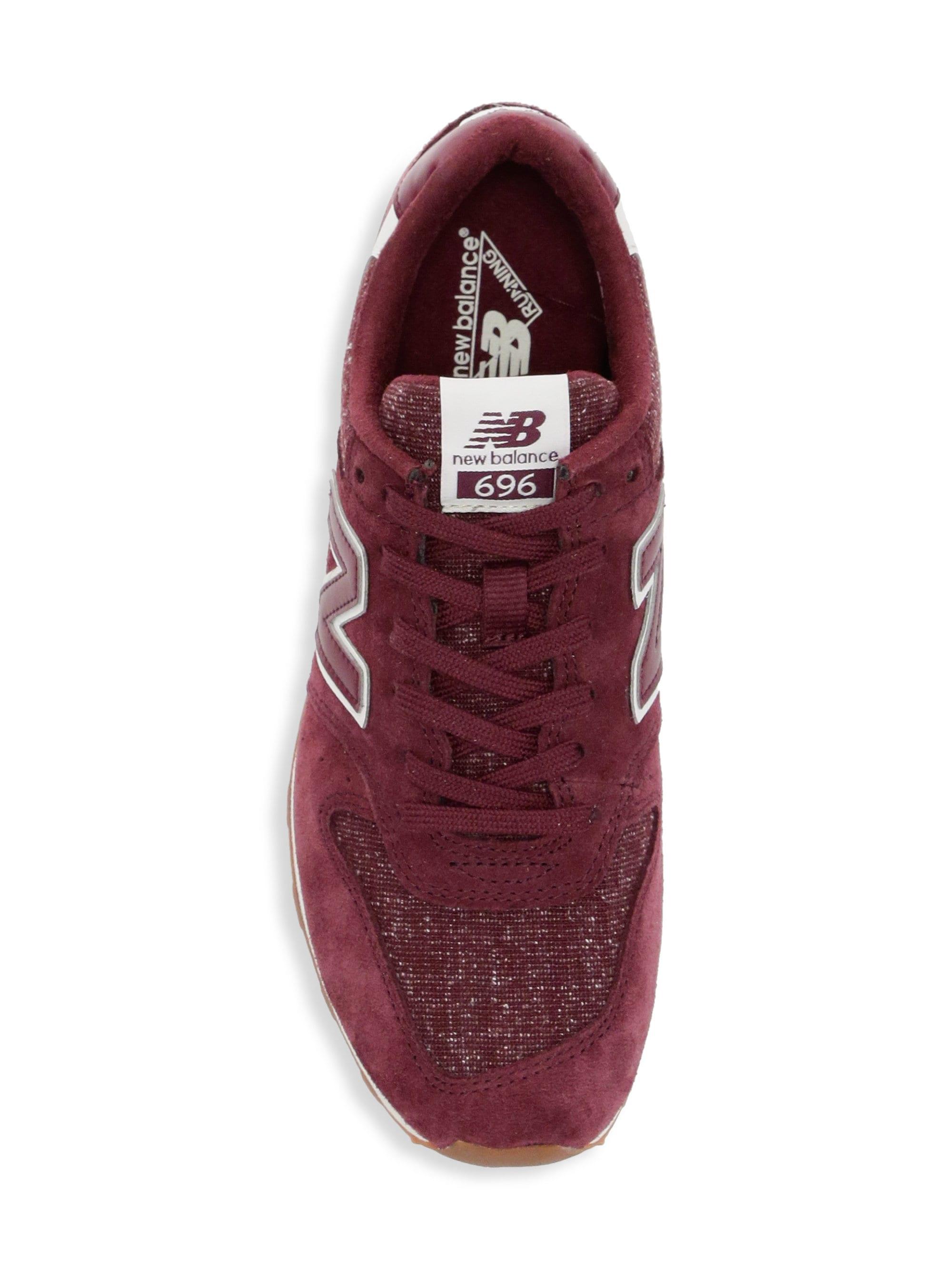 New Balance Women's Commercial 696 Suede Knit Sneakers - Burgundy in Purple  - Lyst