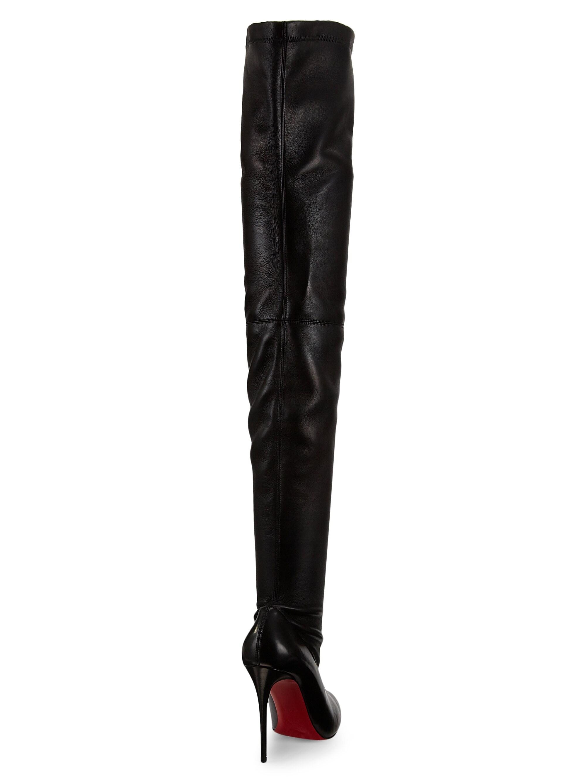 Christian Louboutin Eloux Over-the-knee Stretch Leather Boots in Black -  Lyst