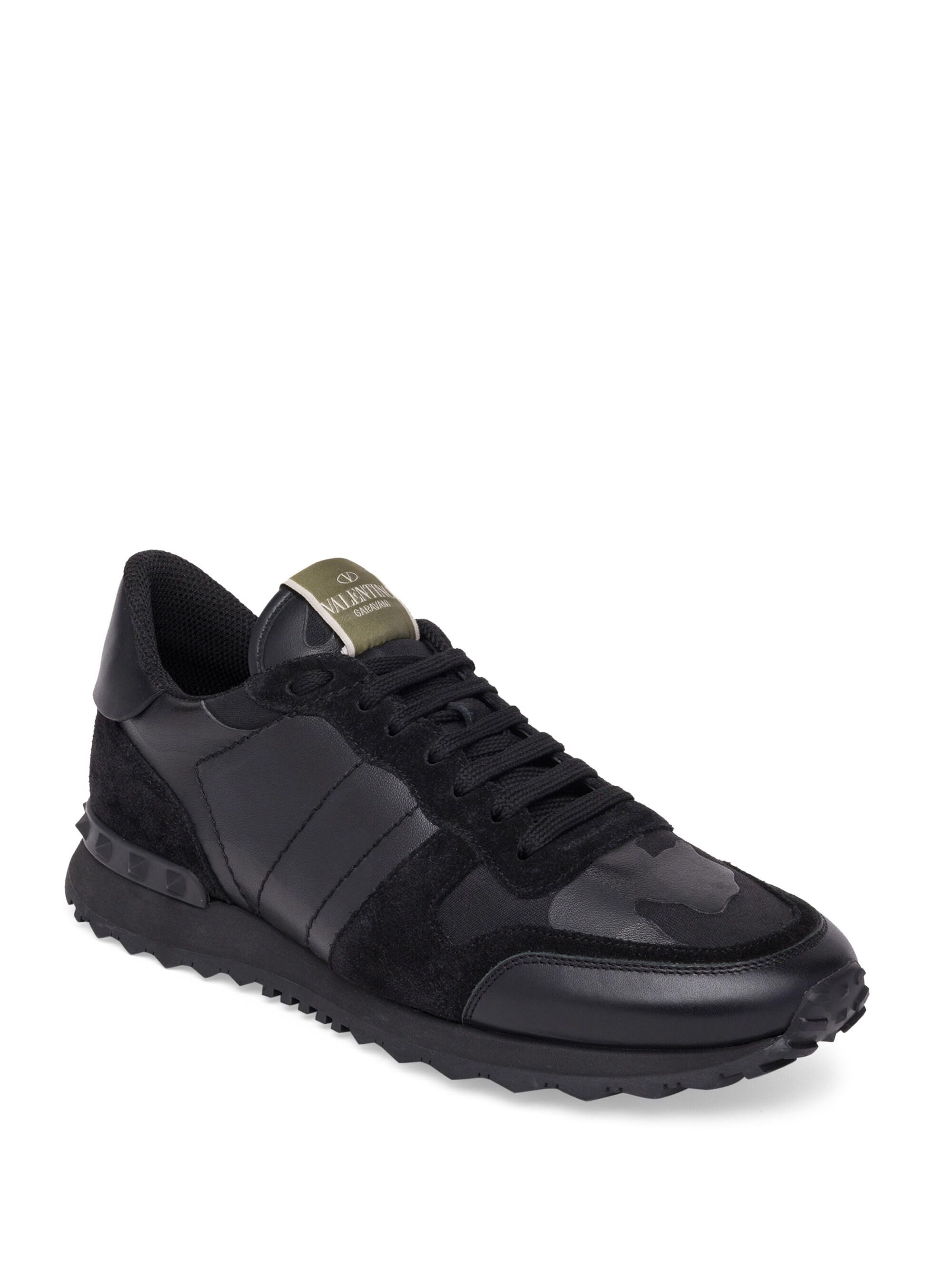 Valentino Leather Noir Rockrunner Camouflage Sneakers in Black for Men -  Lyst