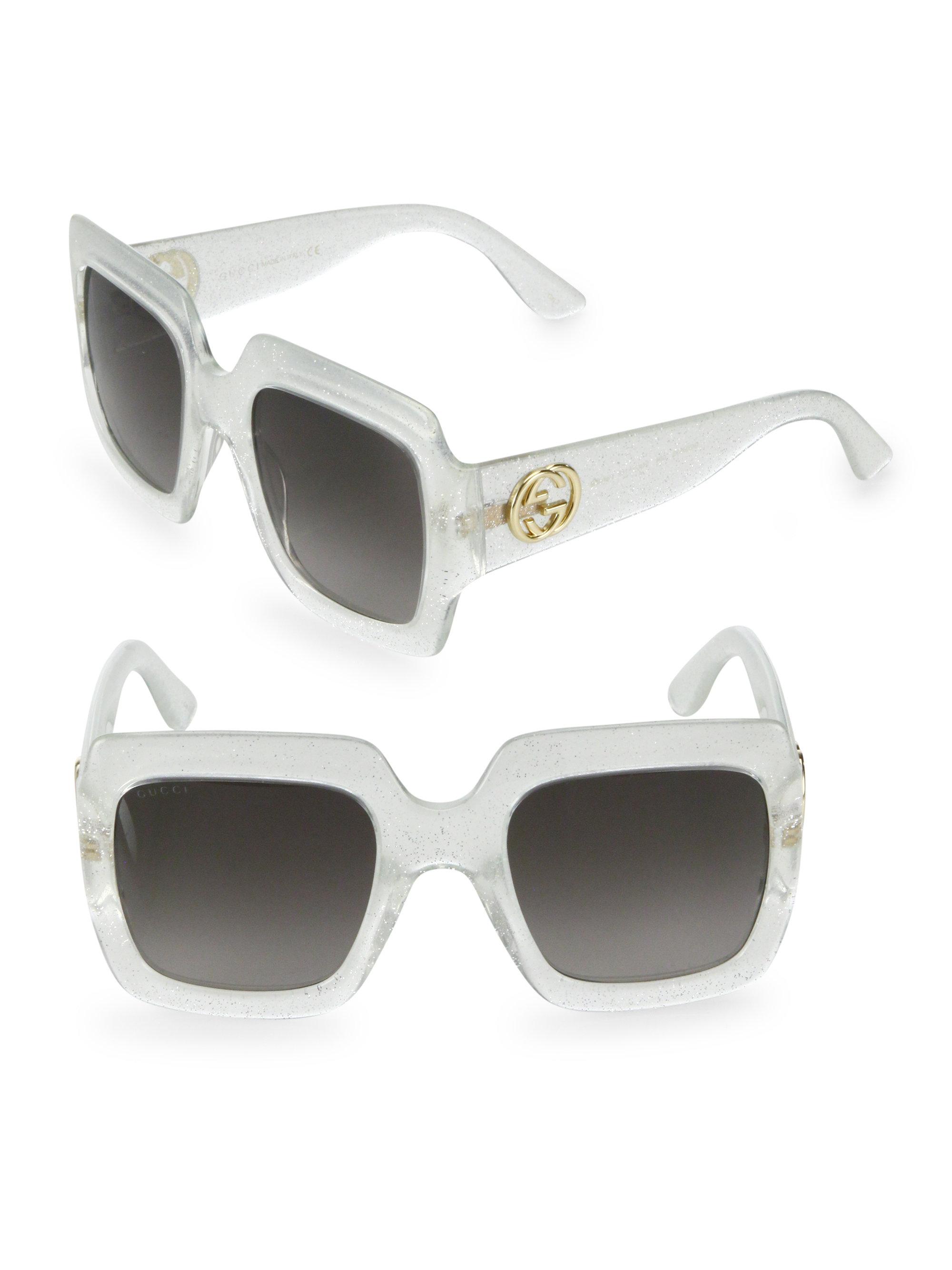 Gucci 54mm Oversized Glitter Square Sunglasses in Metallic | Lyst