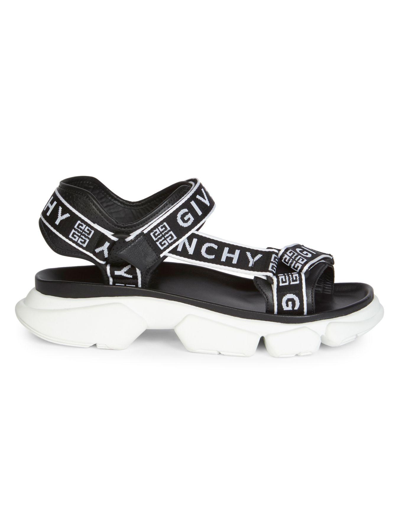 Givenchy Jaw Logo-jacquard Leather Sandals in Black White (Black) for Men - Save 25% - Lyst