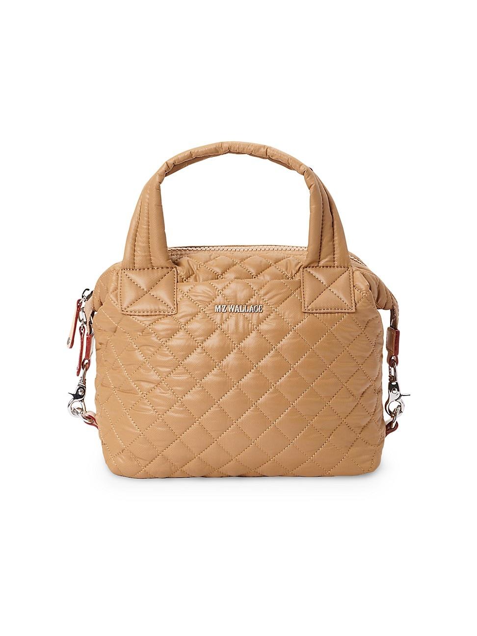 MZ Wallace Small Sutton Deluxe Quilted Nylon Shoulder Bag in Natural Lyst
