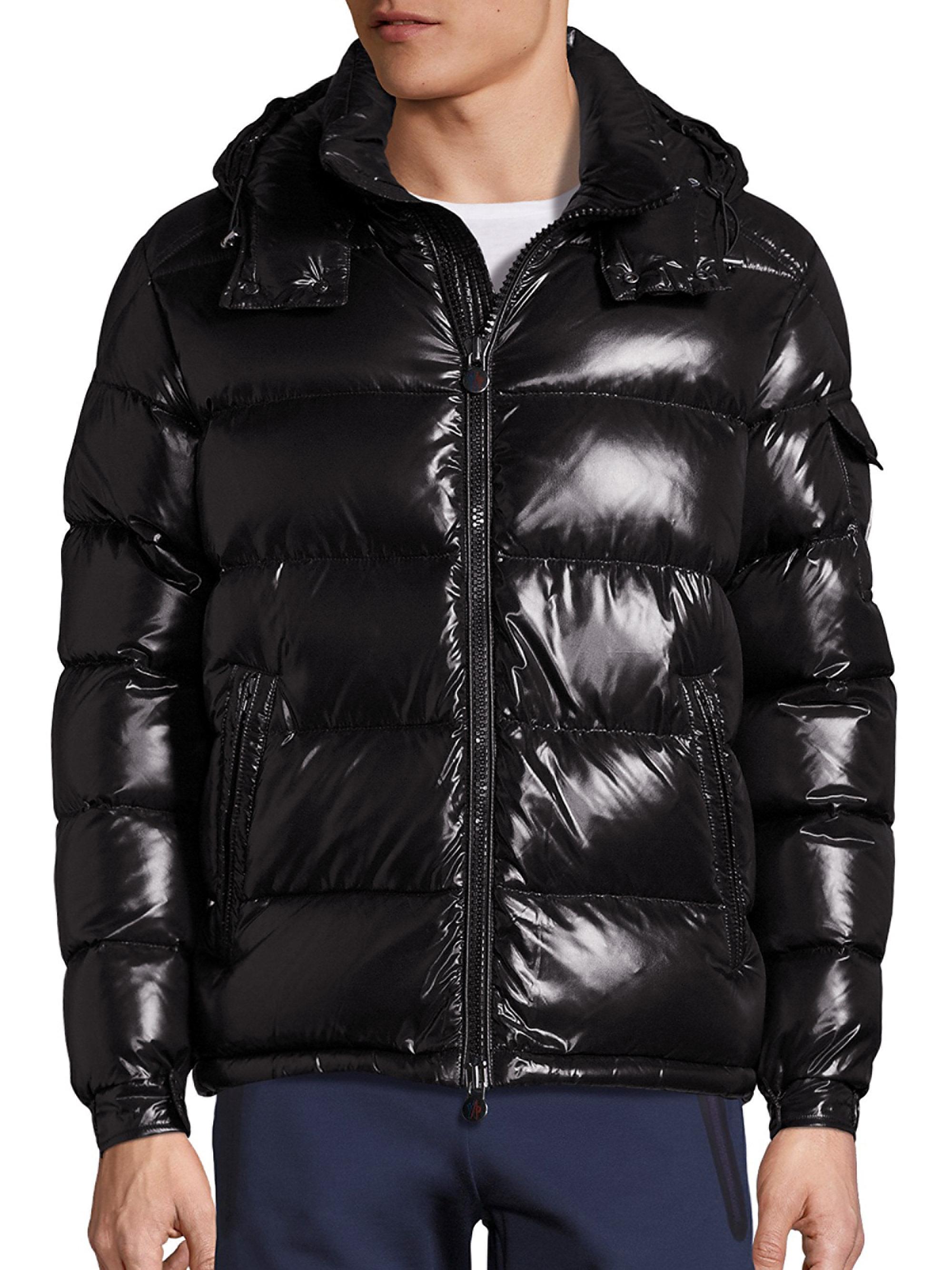 Moncler Synthetic Maya Shiny Puffer Jacket in Black for Men - Lyst
