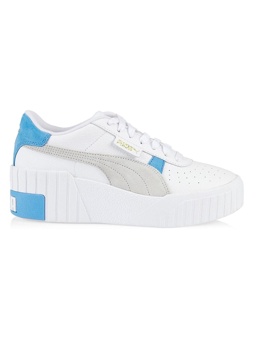 PUMA Cali Leather Wedge Sneakers in Blue | Lyst
