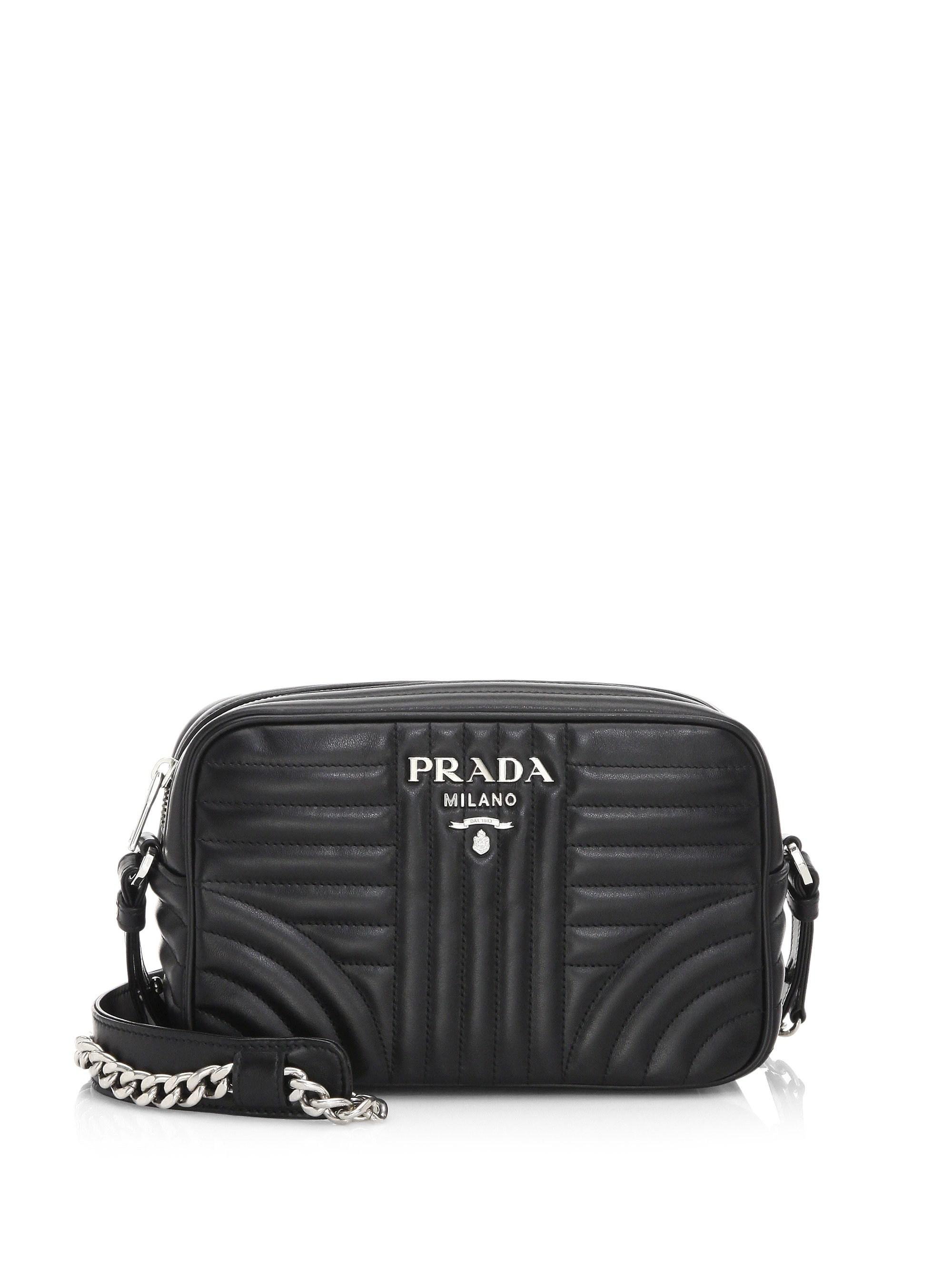 Prada Leather Diagramme Camera Bag in Black | Lyst