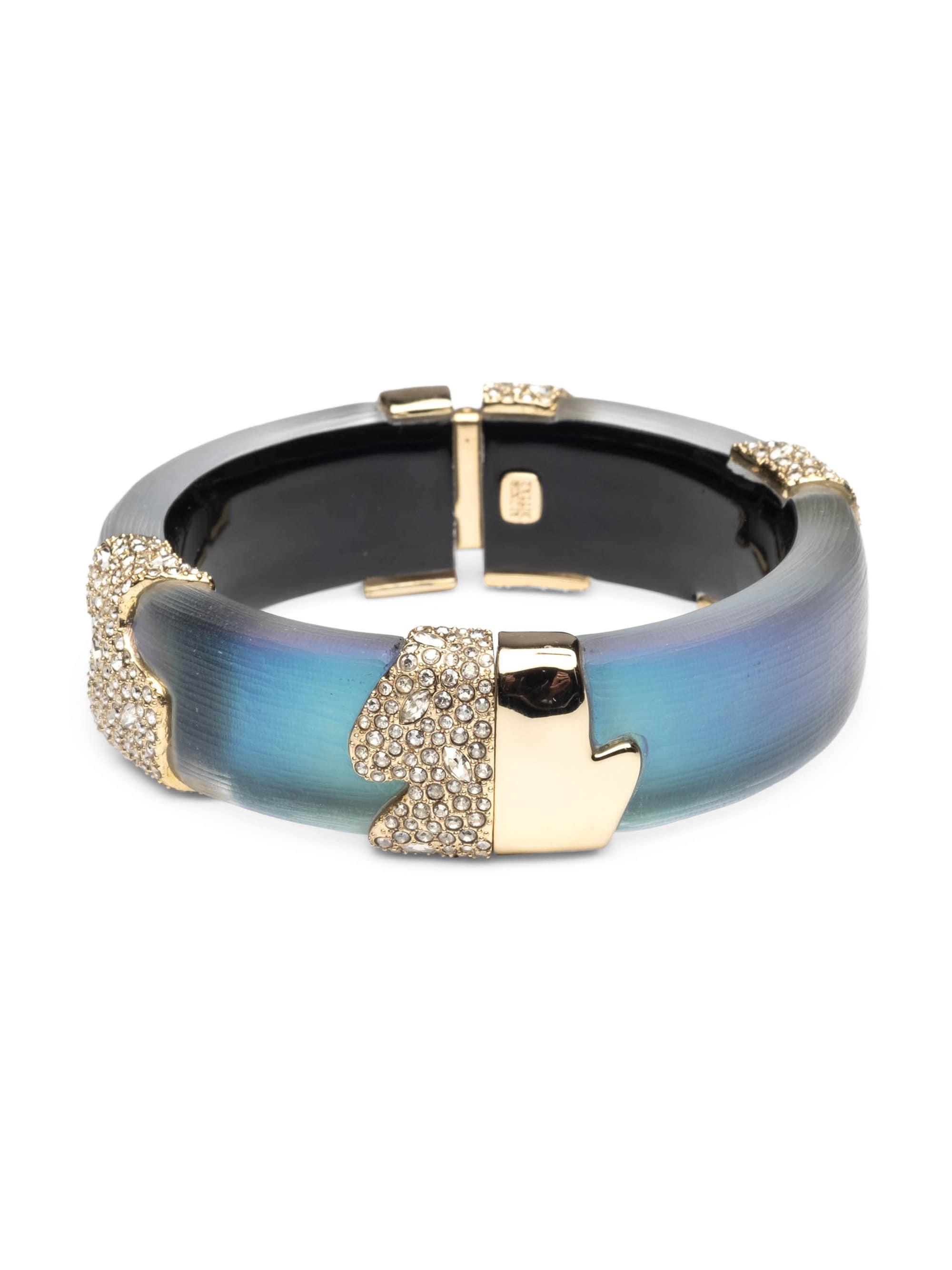 Alexis Bittar 10k Goldplated & Crystal Encrusted Sectioned Hinge Bangle