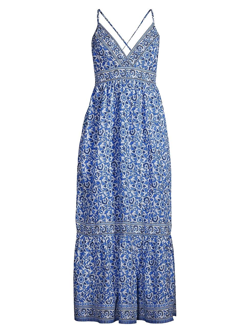 Vineyard Vines Tile Print Maxi Dress in Blue | Lyst