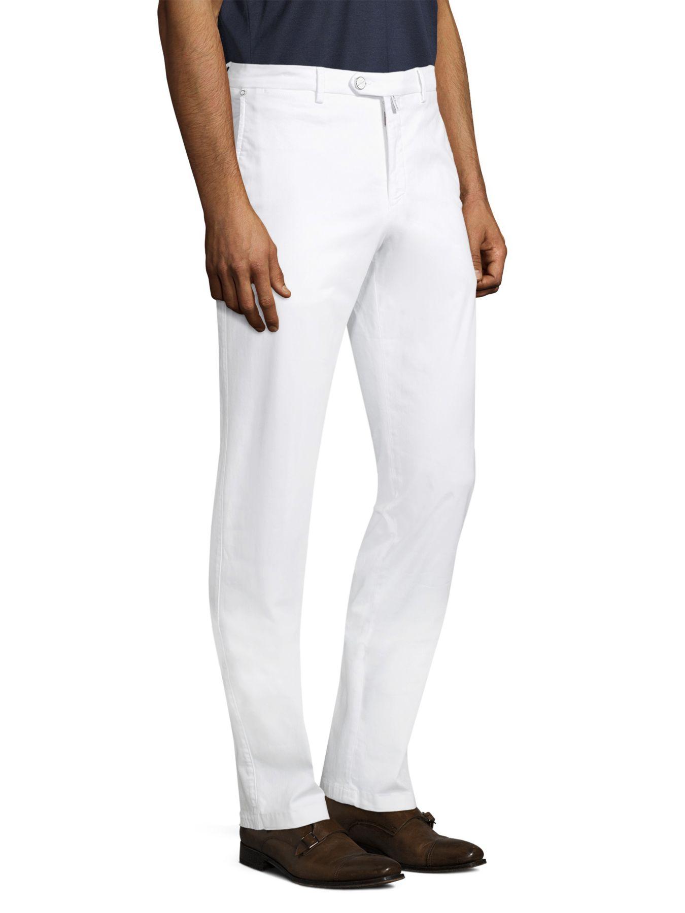 Kiton Cotton Straightleg Stretch Pants in White for Men Save 25 Lyst