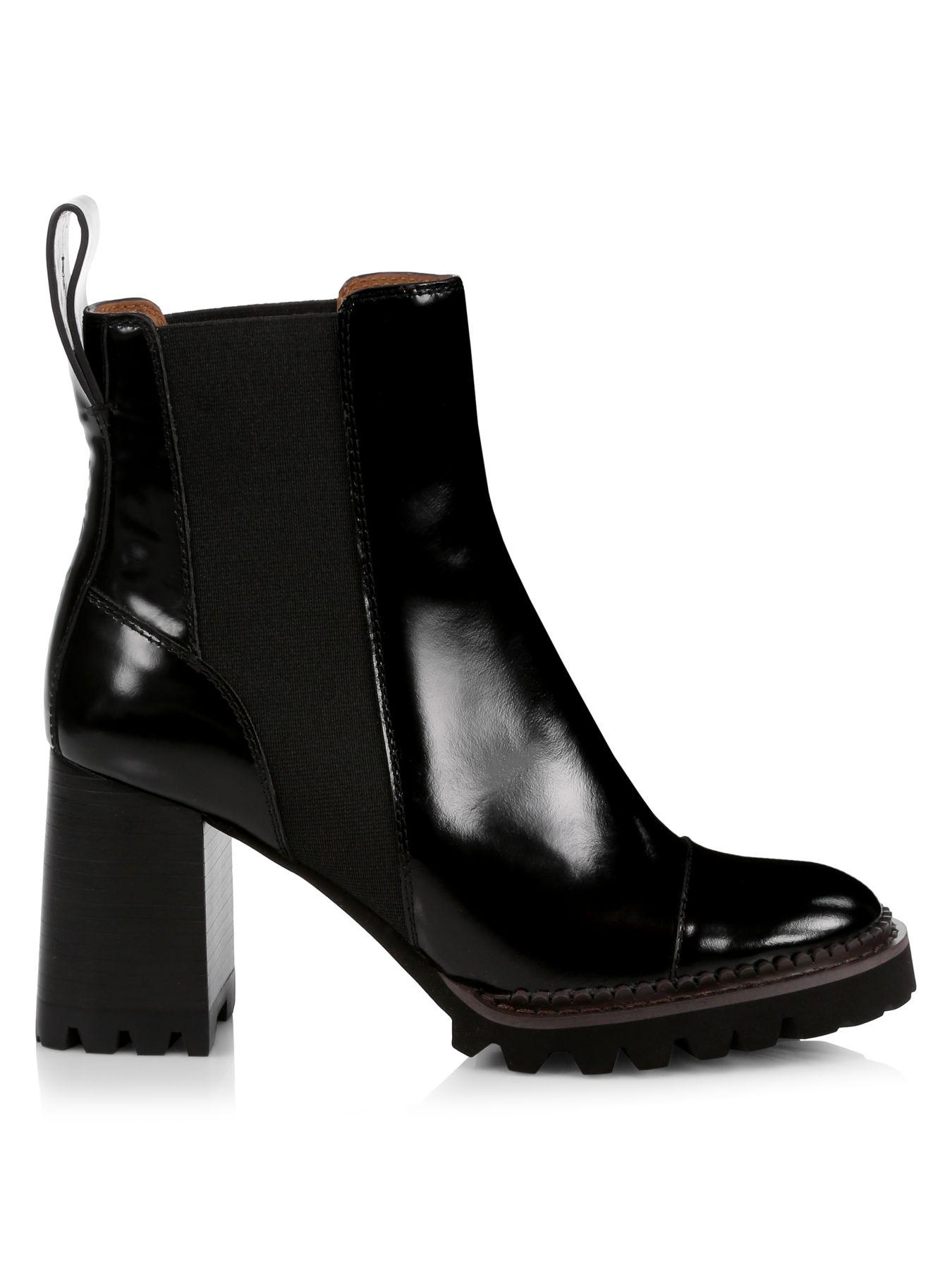 See By Chloé Mallory Lug-sole Leather Chelsea Boots in Nero (Black) - Lyst
