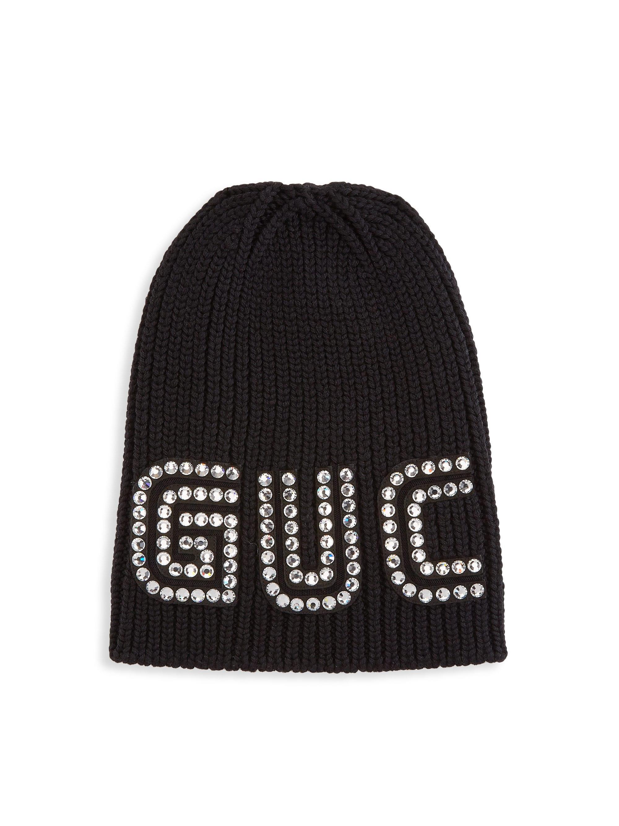 Gucci Game Guccy Rib-knit Wool Beanie Hat in Black | Lyst