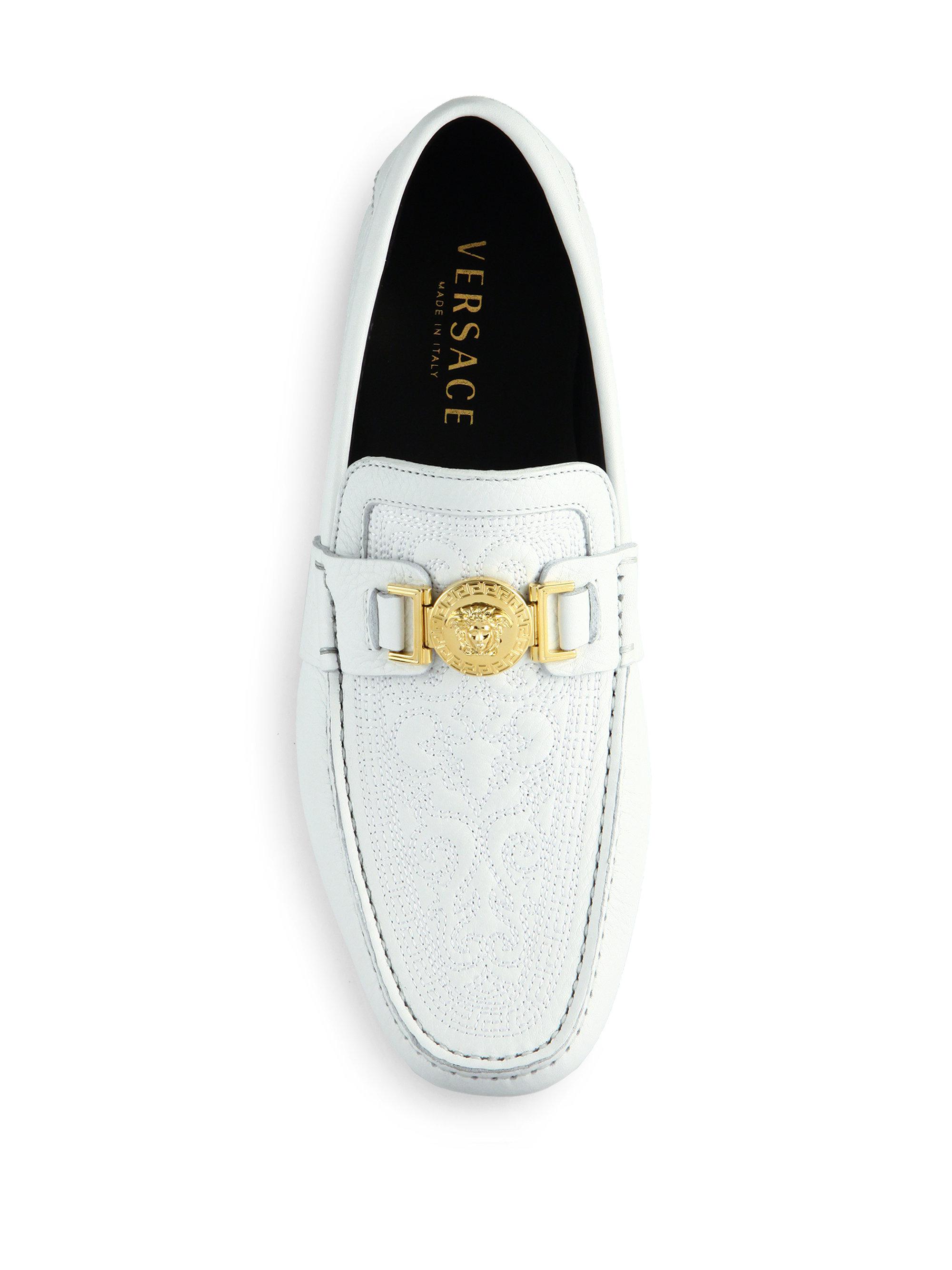 white versace loafers