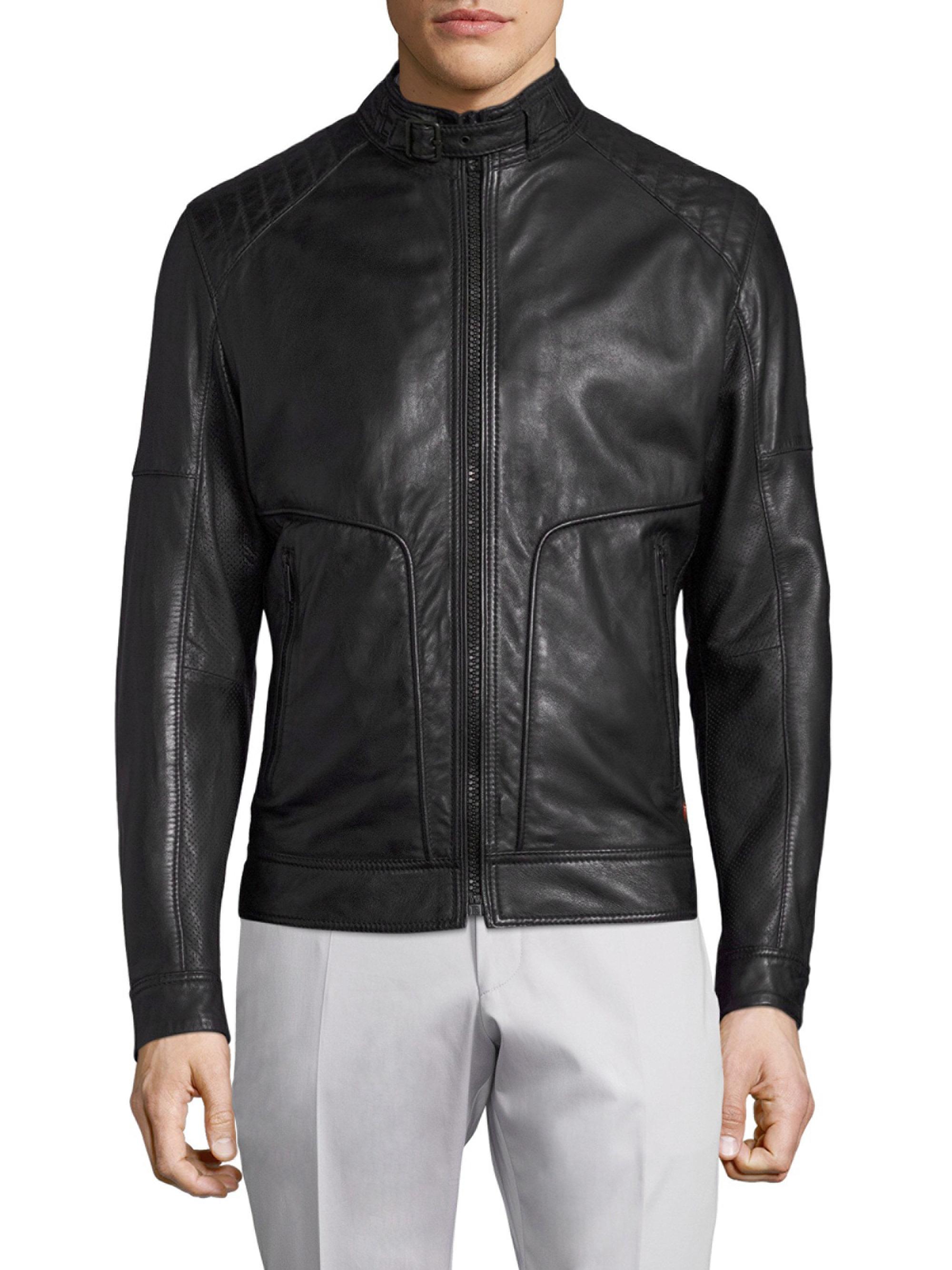dronken met tijd Elastisch Strellson Shield Perforated Leather Jacket in Black for Men | Lyst