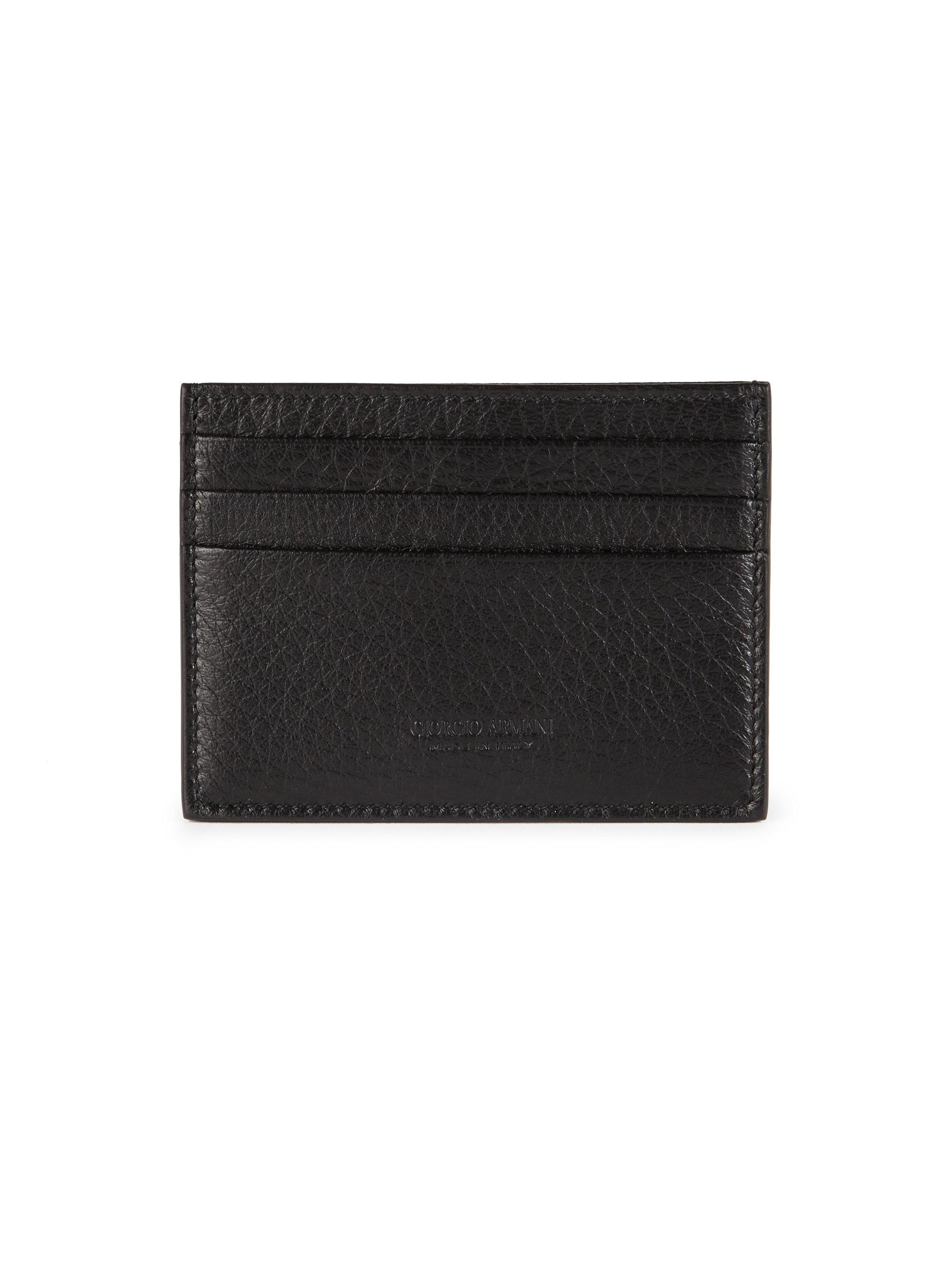Emporio Armani Leather Card Holder in Black for Men Lyst