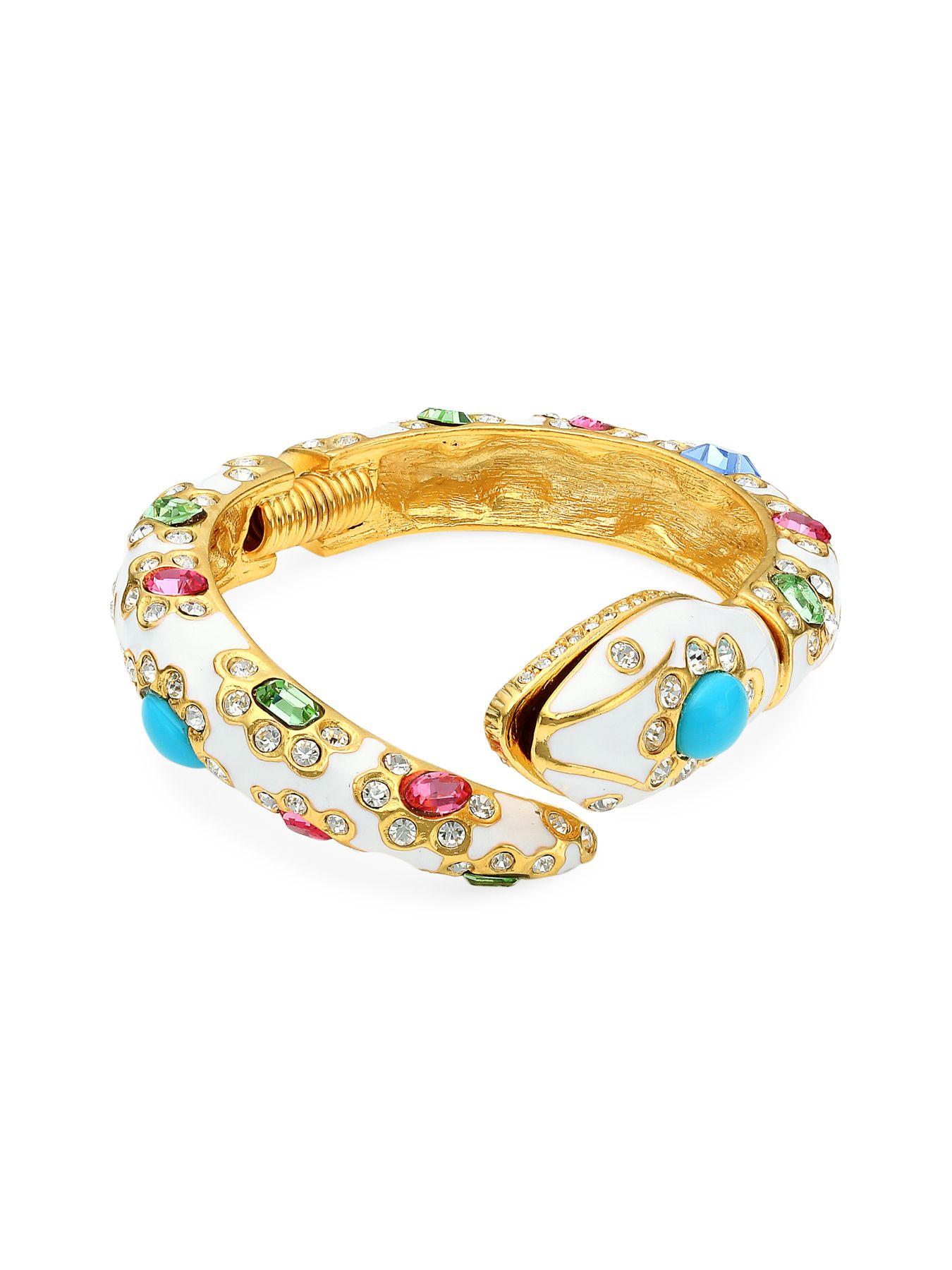 Kenneth Jay Lane 22k Goldplated, Enamel & Multi-color Crystal Snake ...