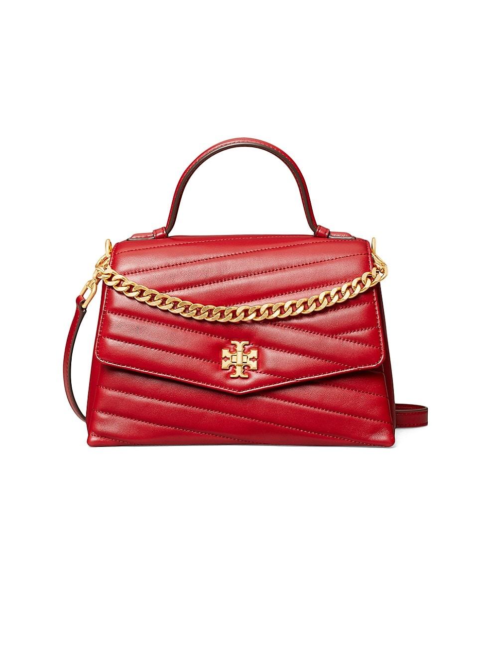 Tory Burch Small Kira Chevron Leather Top Handle Bag in Red - Lyst