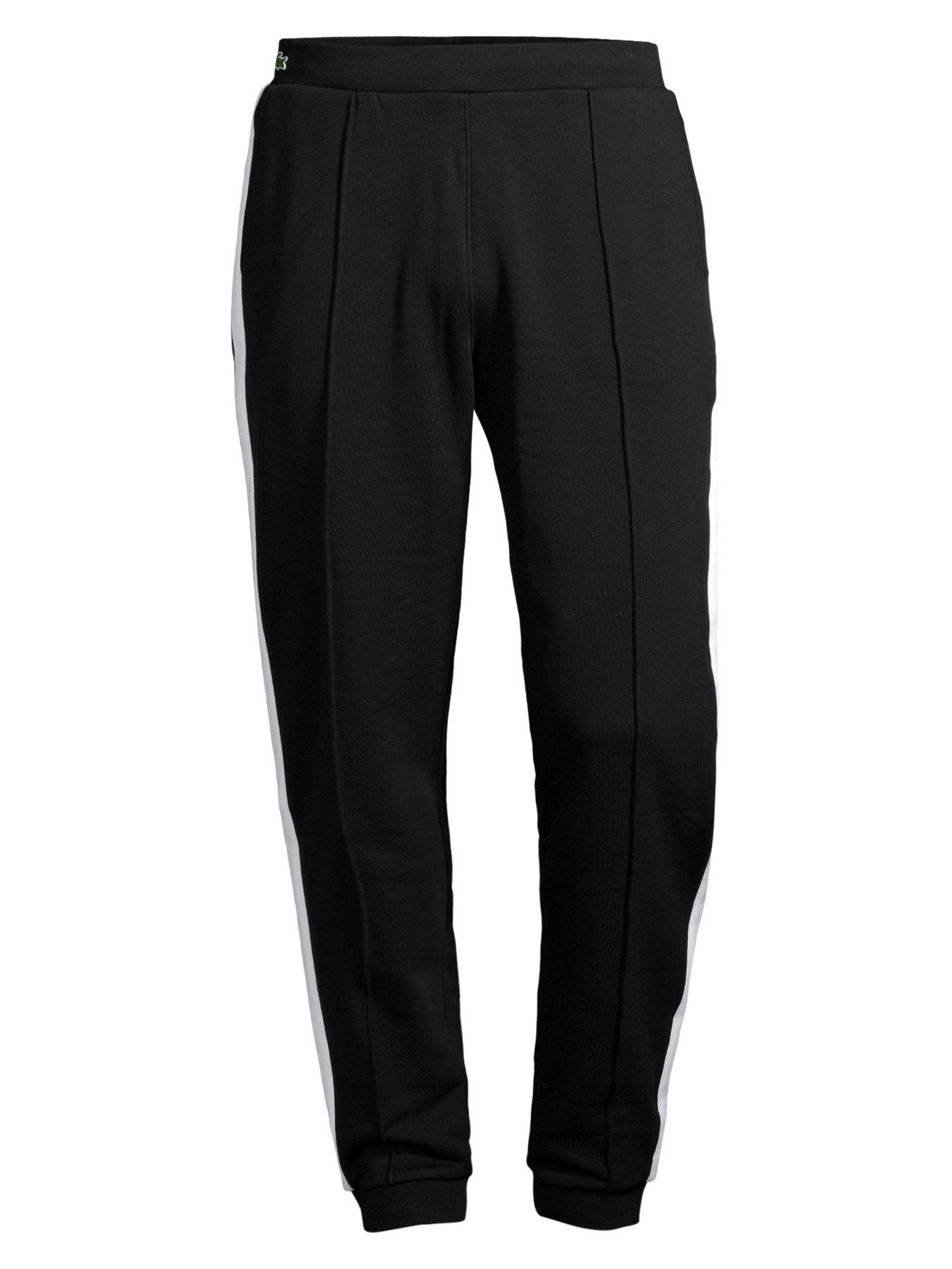 Lacoste Fleece Stripe Track Pants in Black for Men - Lyst