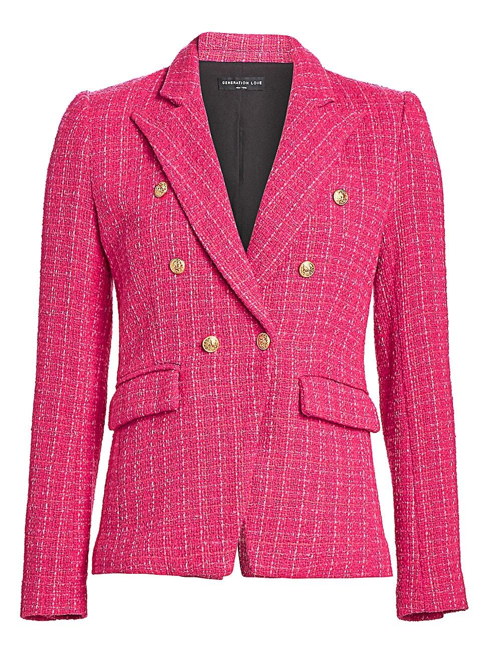 Women's Kristen Cotton-Blend Tweed Jacket - Navy Merlot - Size Xs