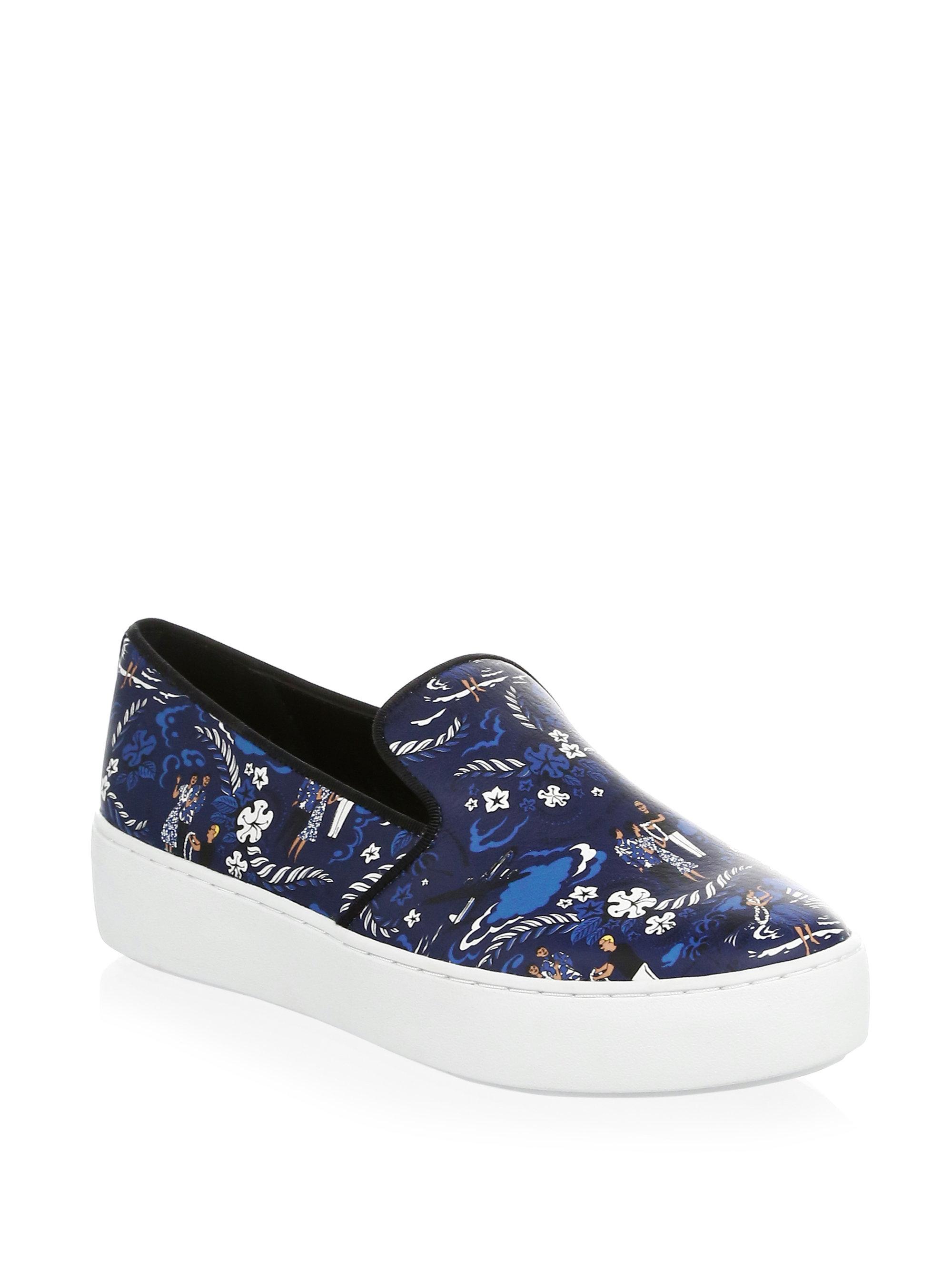 Michael Kors Leather Slip-on Sneakers in Sapphire (Blue) - Lyst