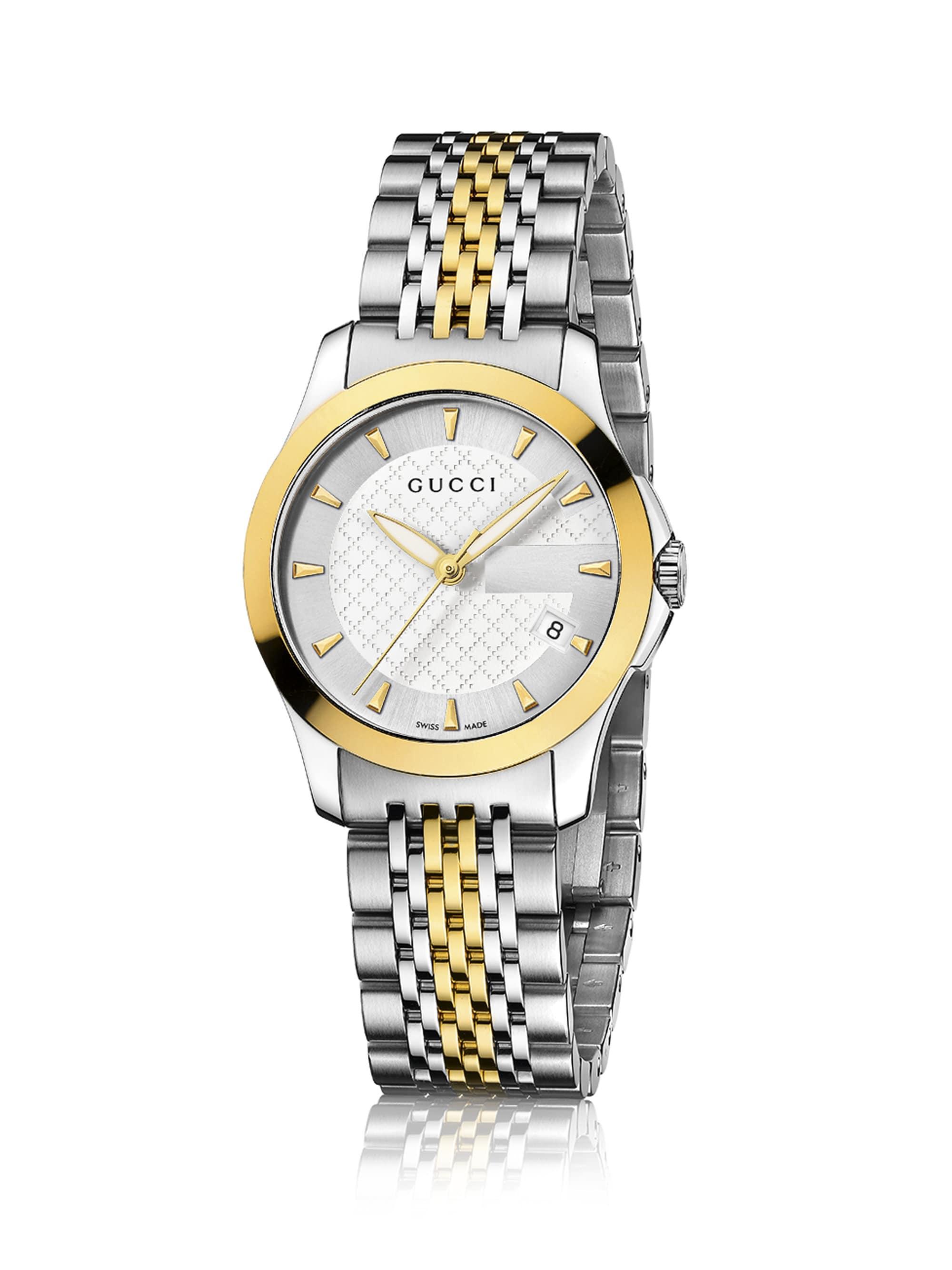 Gucci G-timeless Two-tone Stainless Bracelet Watch - Silver/gold Silver-Gold (Metallic) - Lyst