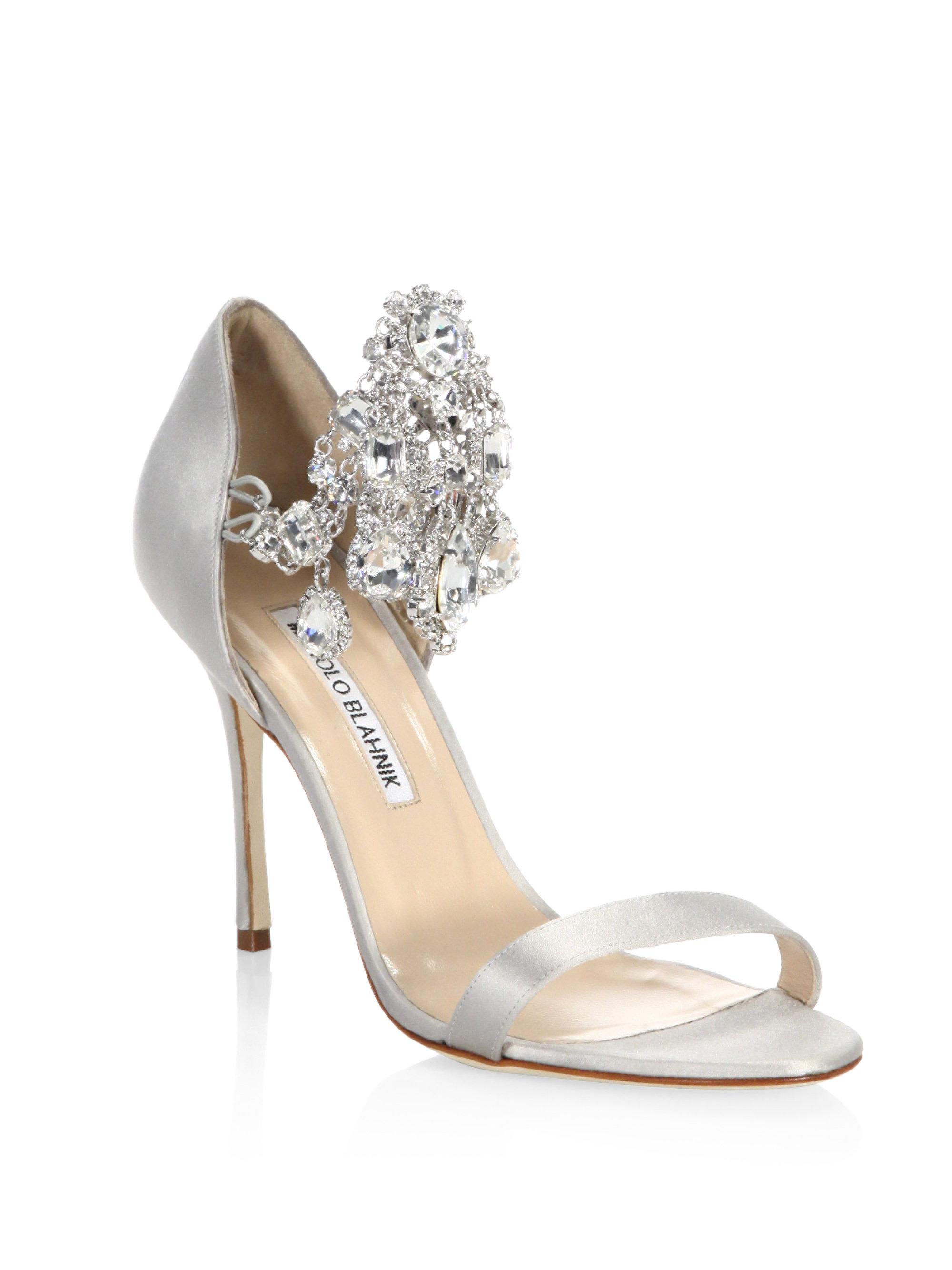 silver satin sandals