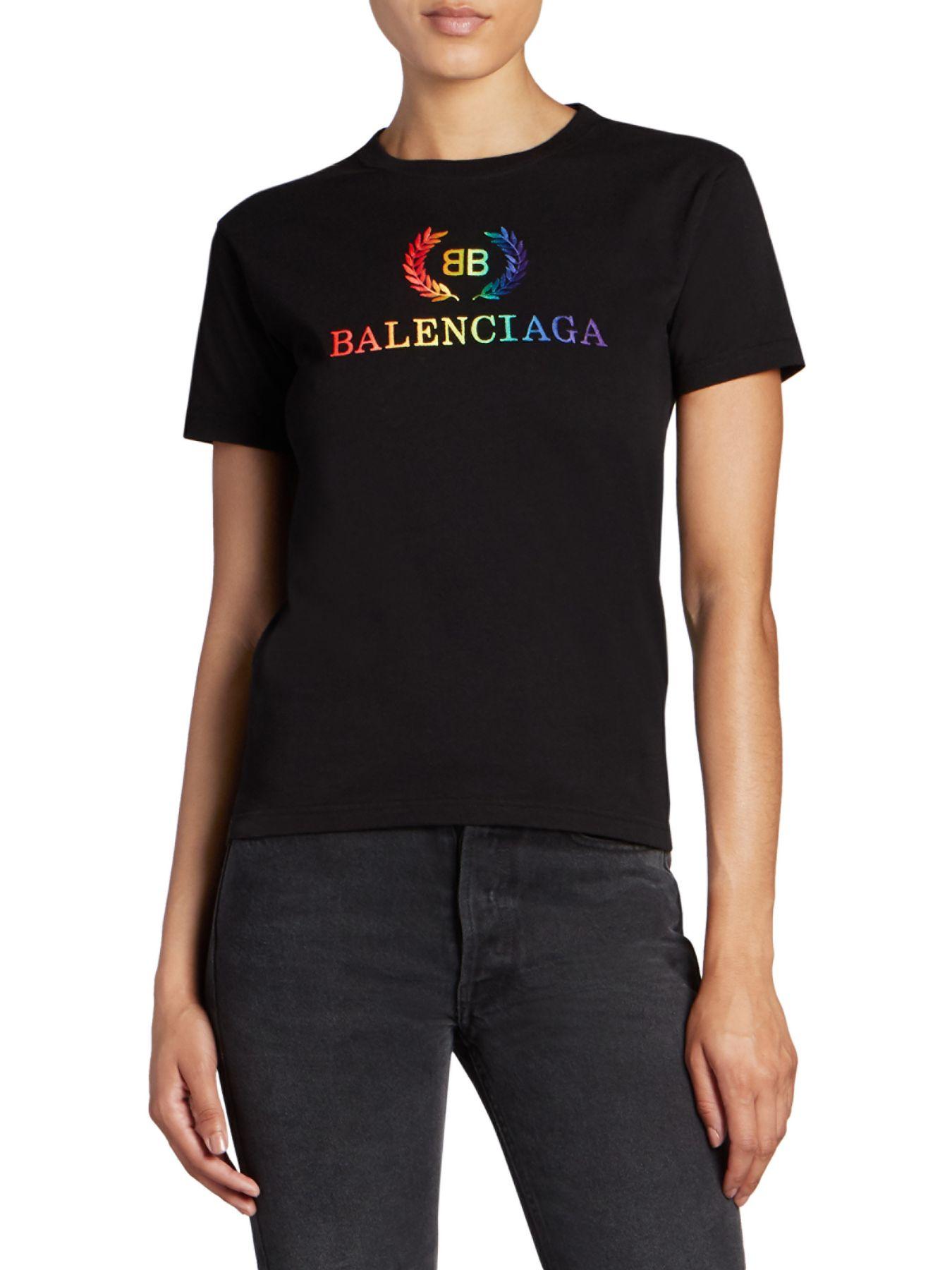 Balenciaga Rainbow Bb Small T-shirt in Black | Lyst