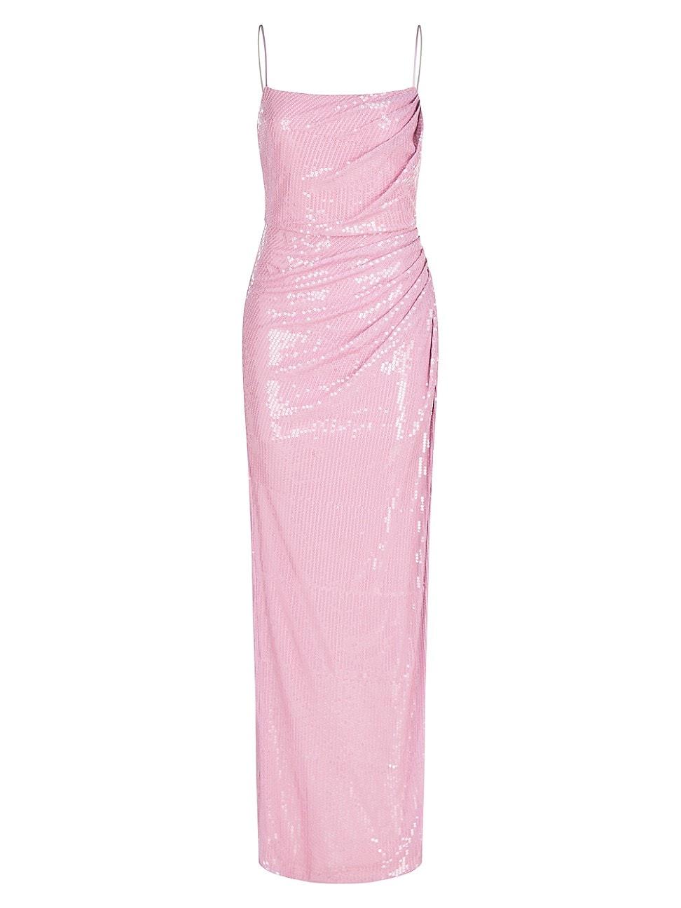 Halston Alania Sequined Column Gown in Pink | Lyst