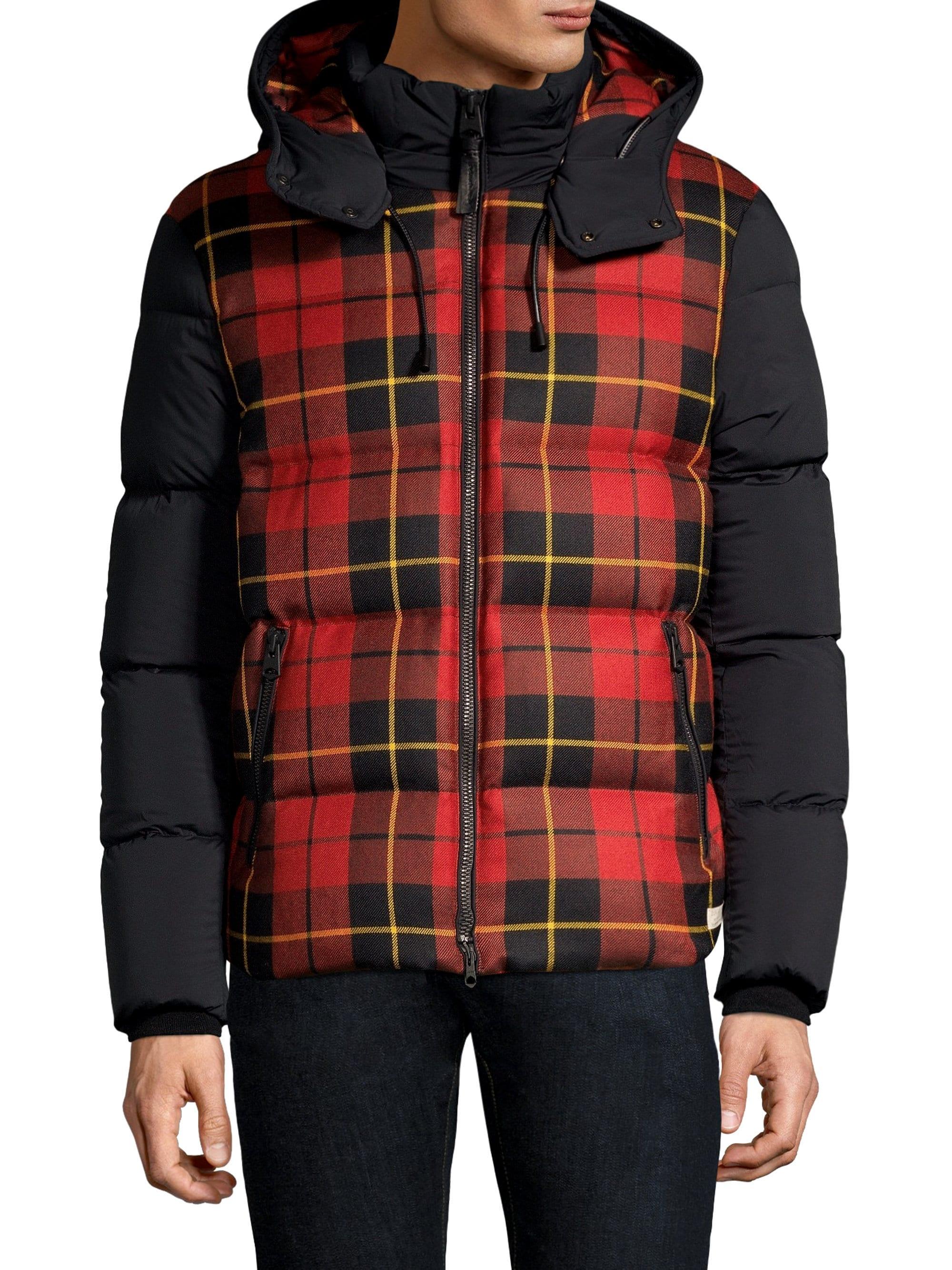 mackage plaid puffer