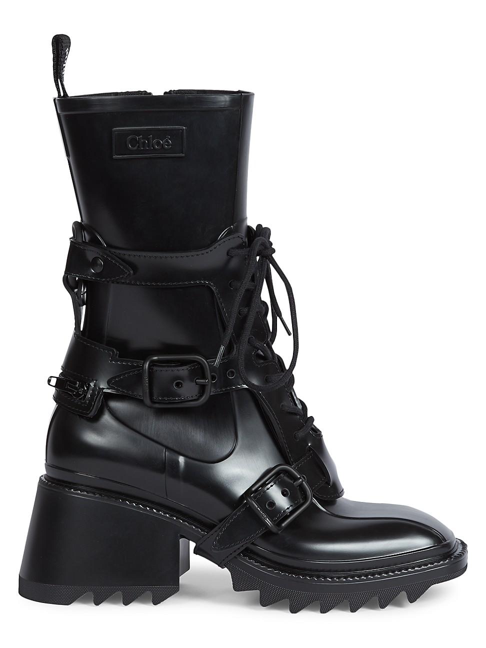 Chloé Betty Lace-up Pvc Rain Boots in Black | Lyst