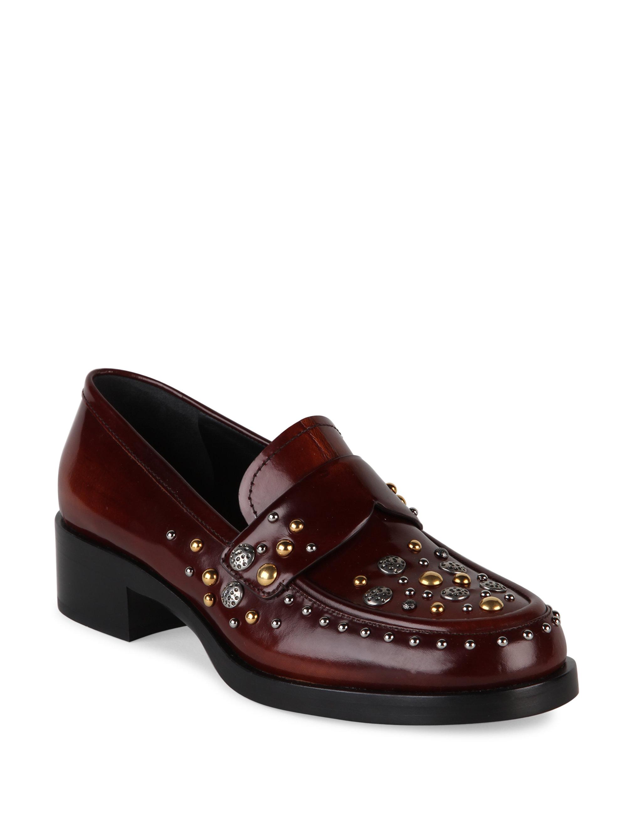 studded leather loafers