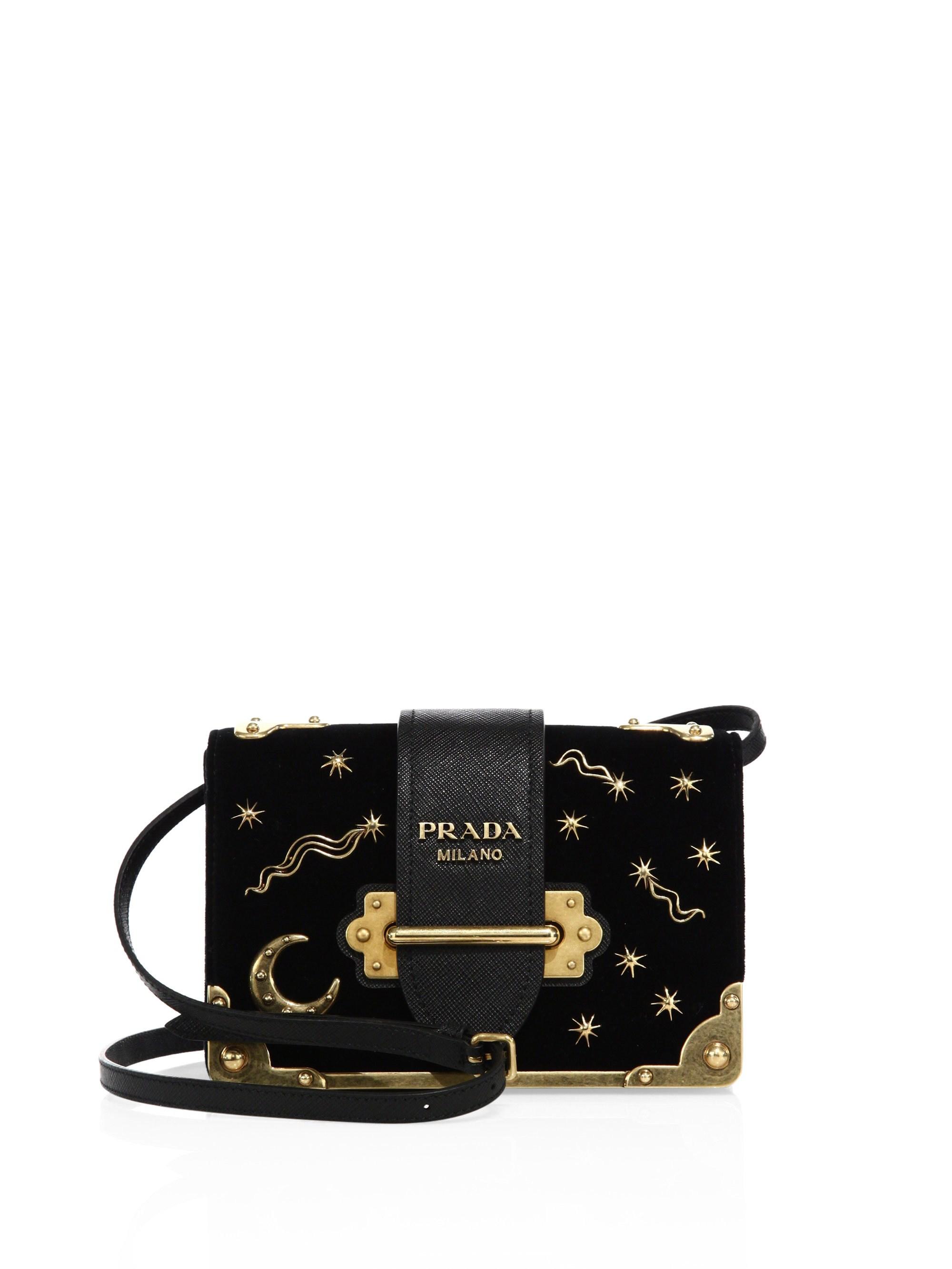 Prada Women's Small Velvet Astrology Cahier Bag - Black | Lyst