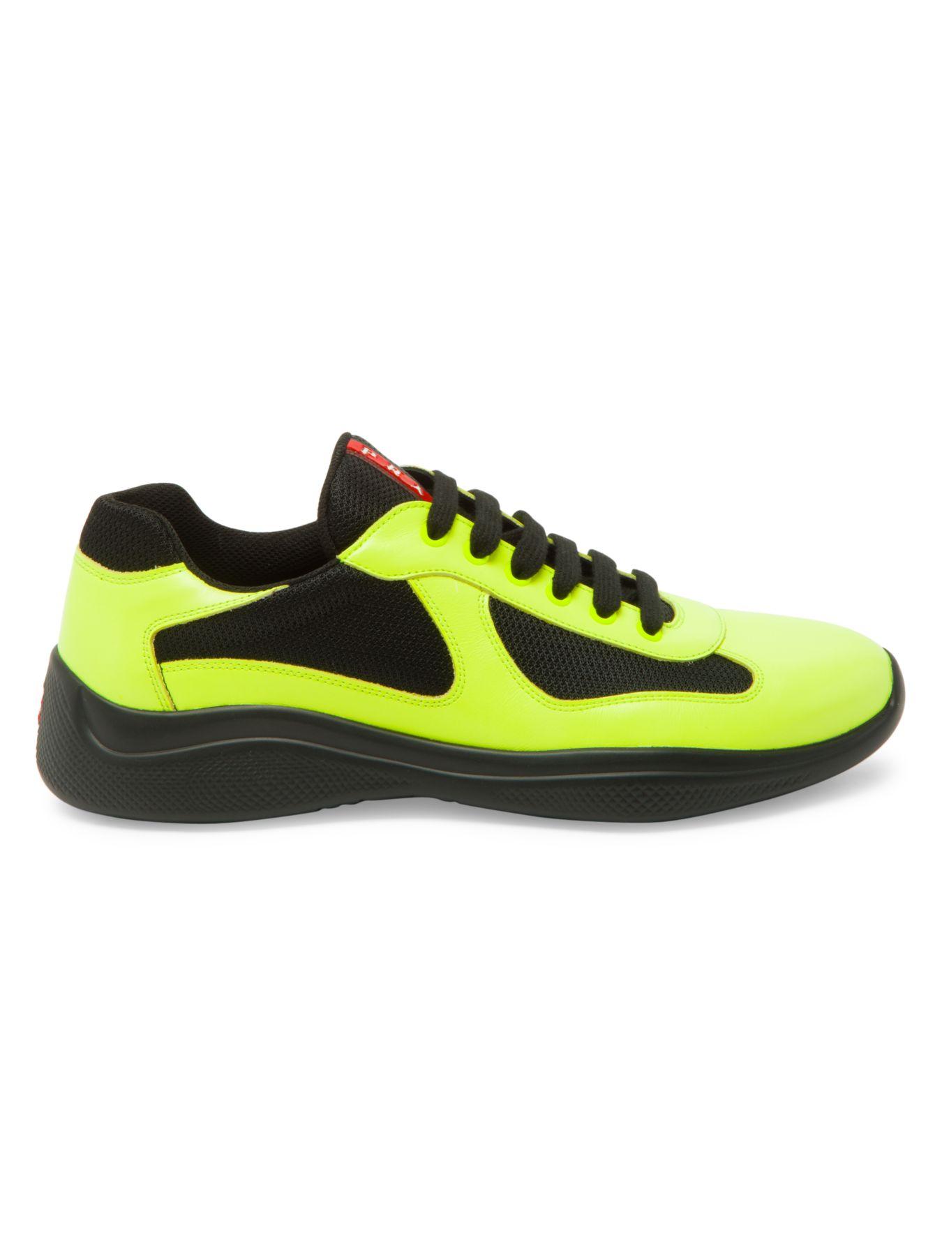 prada yellow and black sneakers