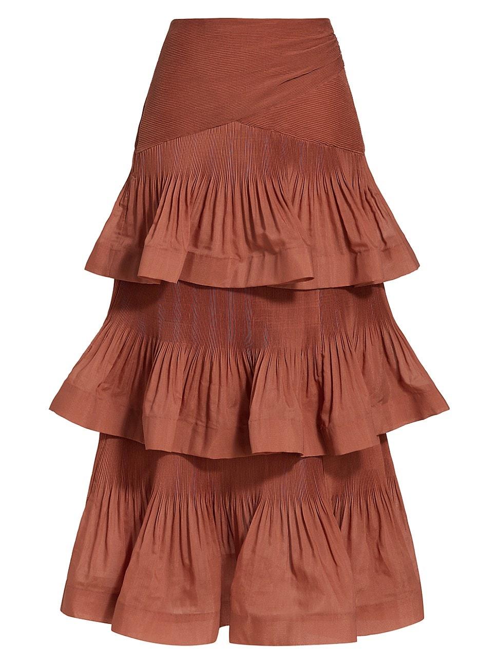 Zimmermann Tiered Pleated Maxi Skirt Lyst