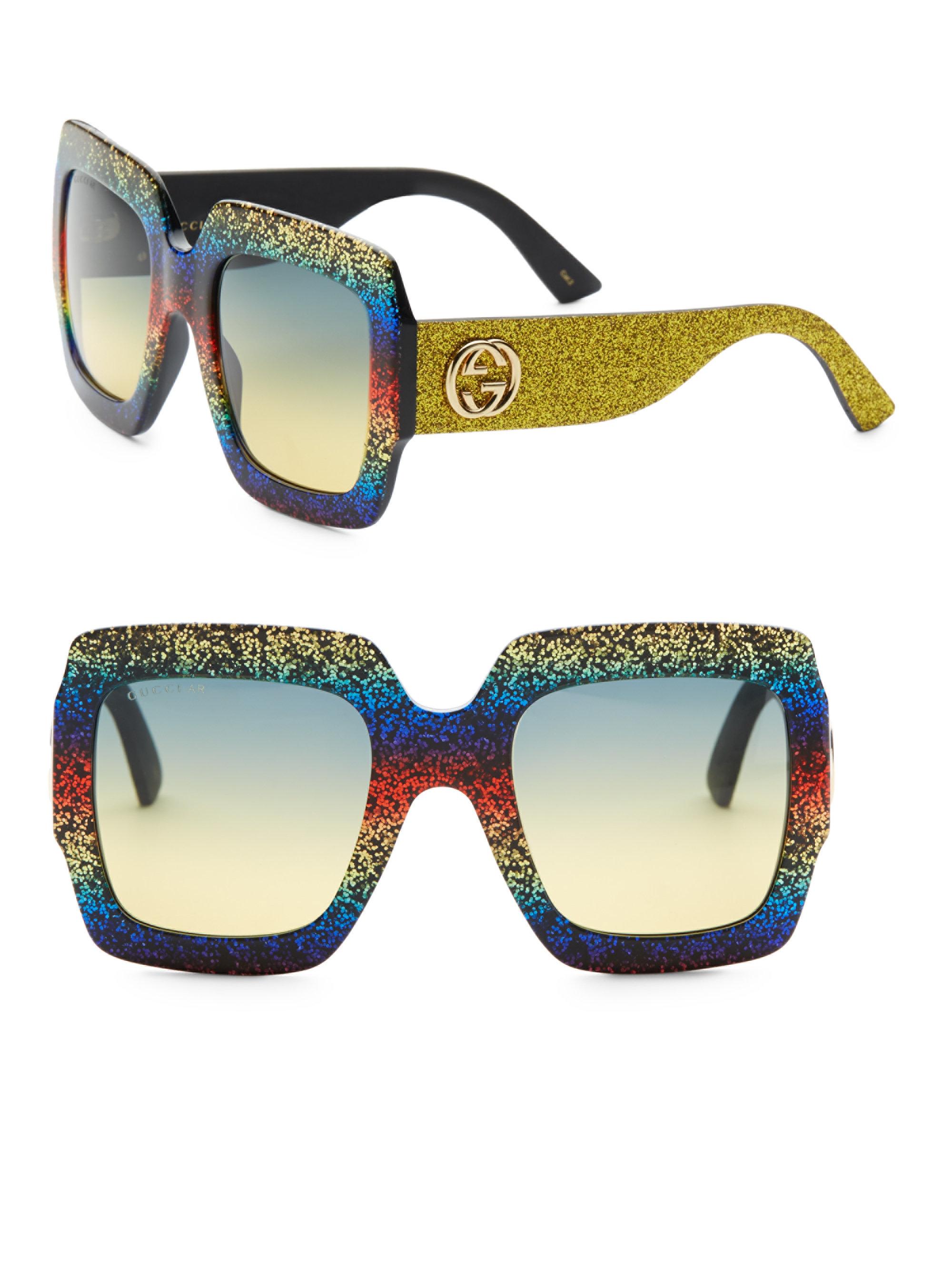 gucci 54mm square sunglasses glitter