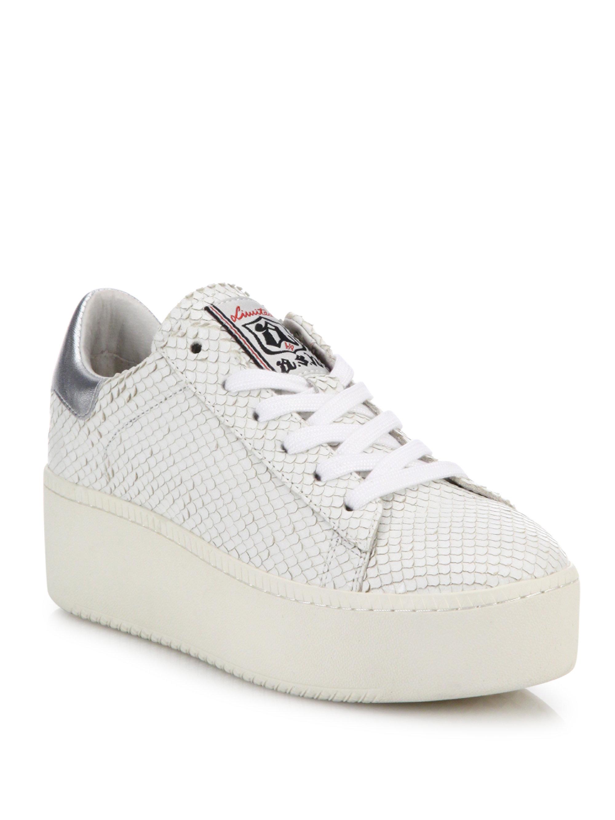 Lyst - Ash Cult Snake-embossed Leather Platform Sneakers in White for Men