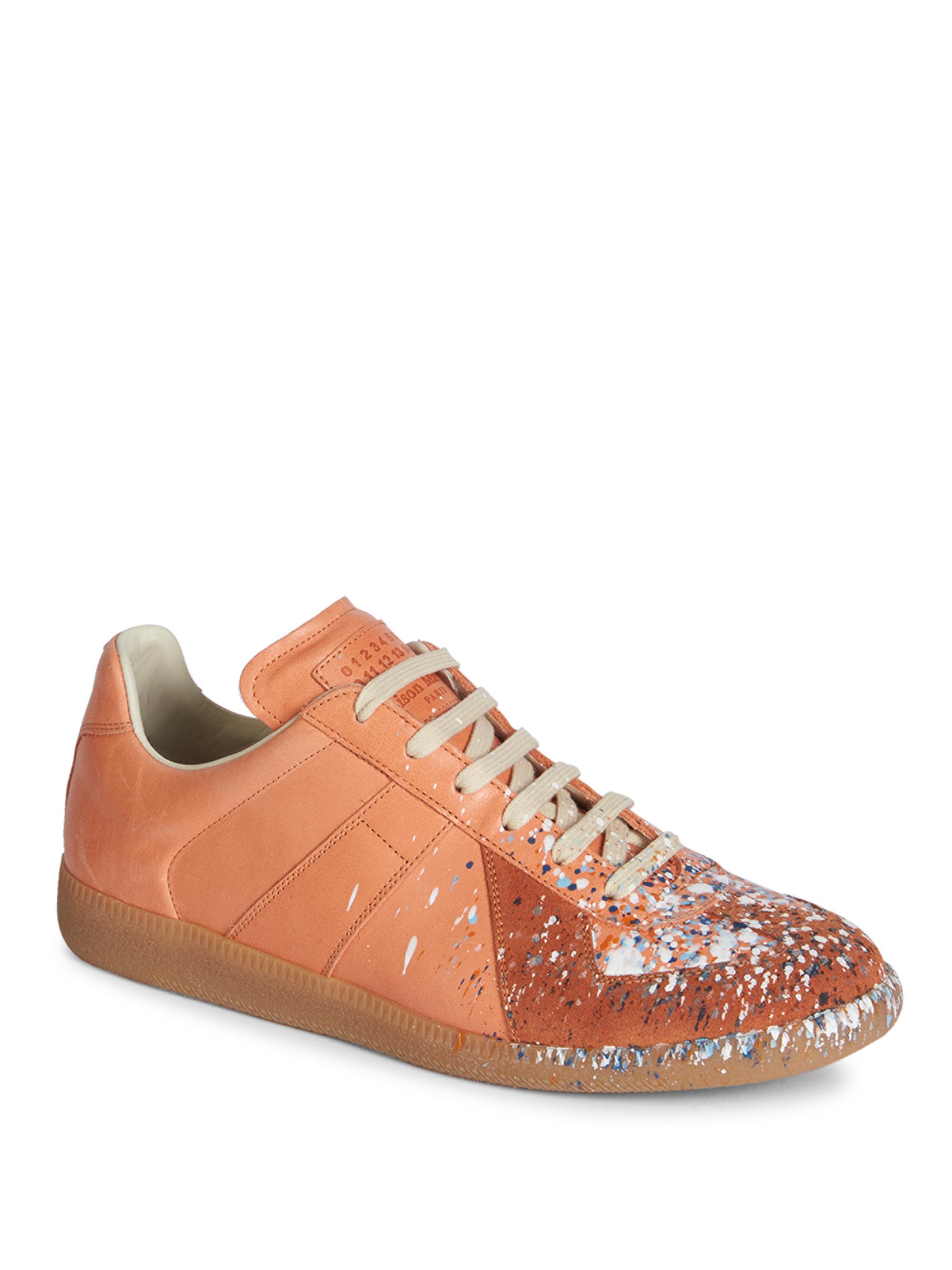 Maison Margiela Suede Replica Splatter Paint Sneakers in Orange for Men -  Lyst