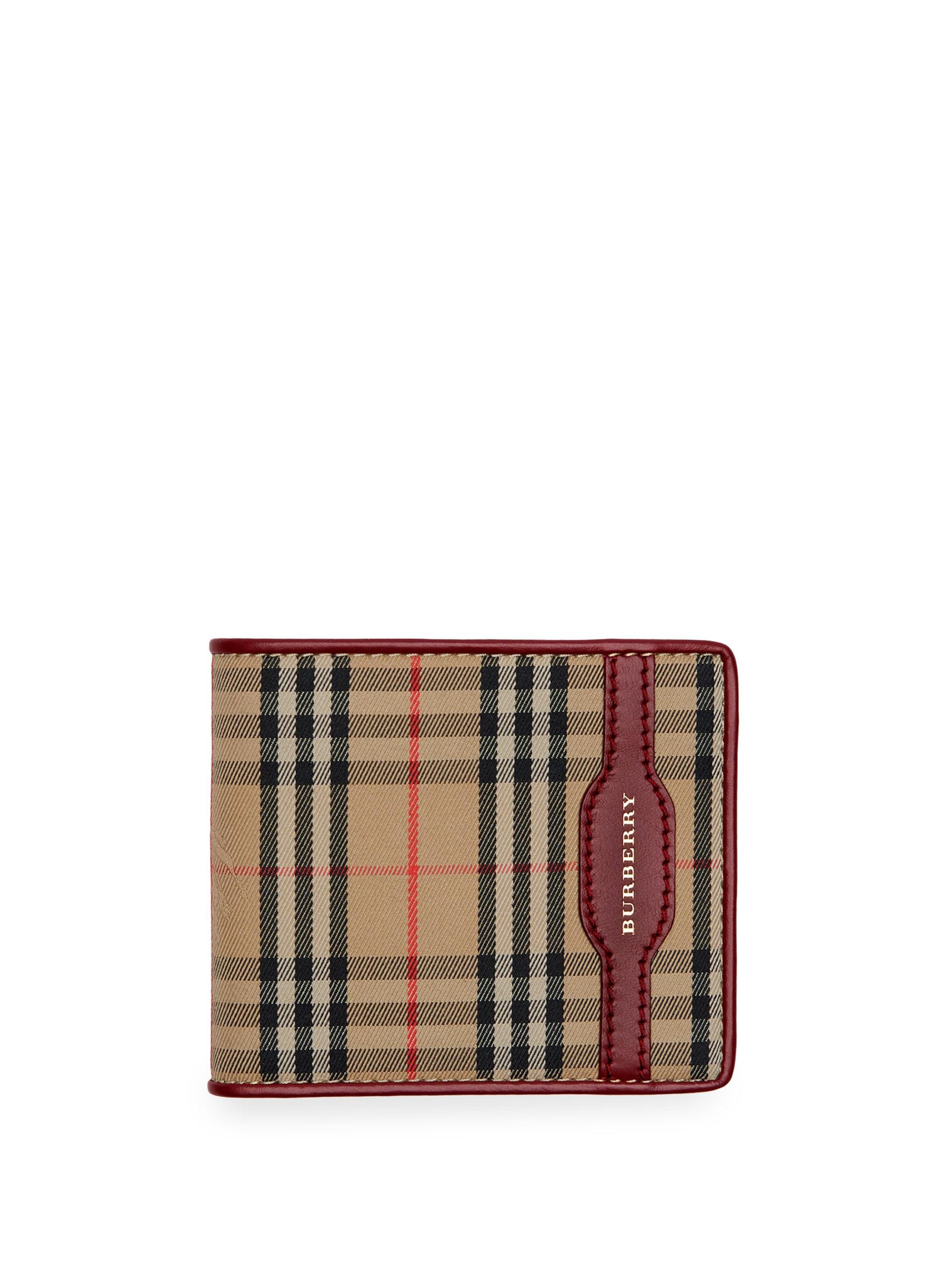 1983 check and leather international bifold wallet