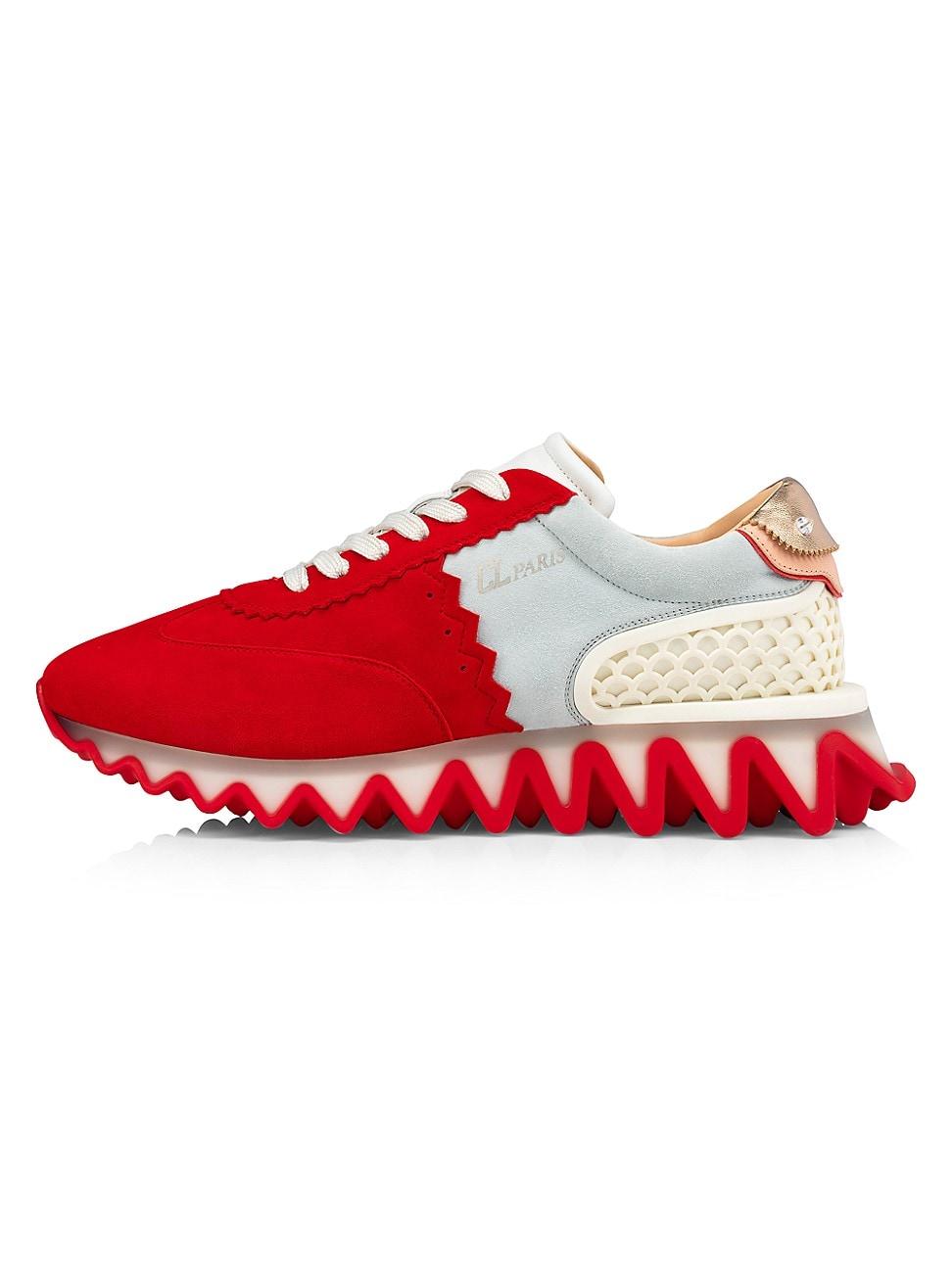 Christian Louboutin Leather Loubishark Sneakers in Red White 