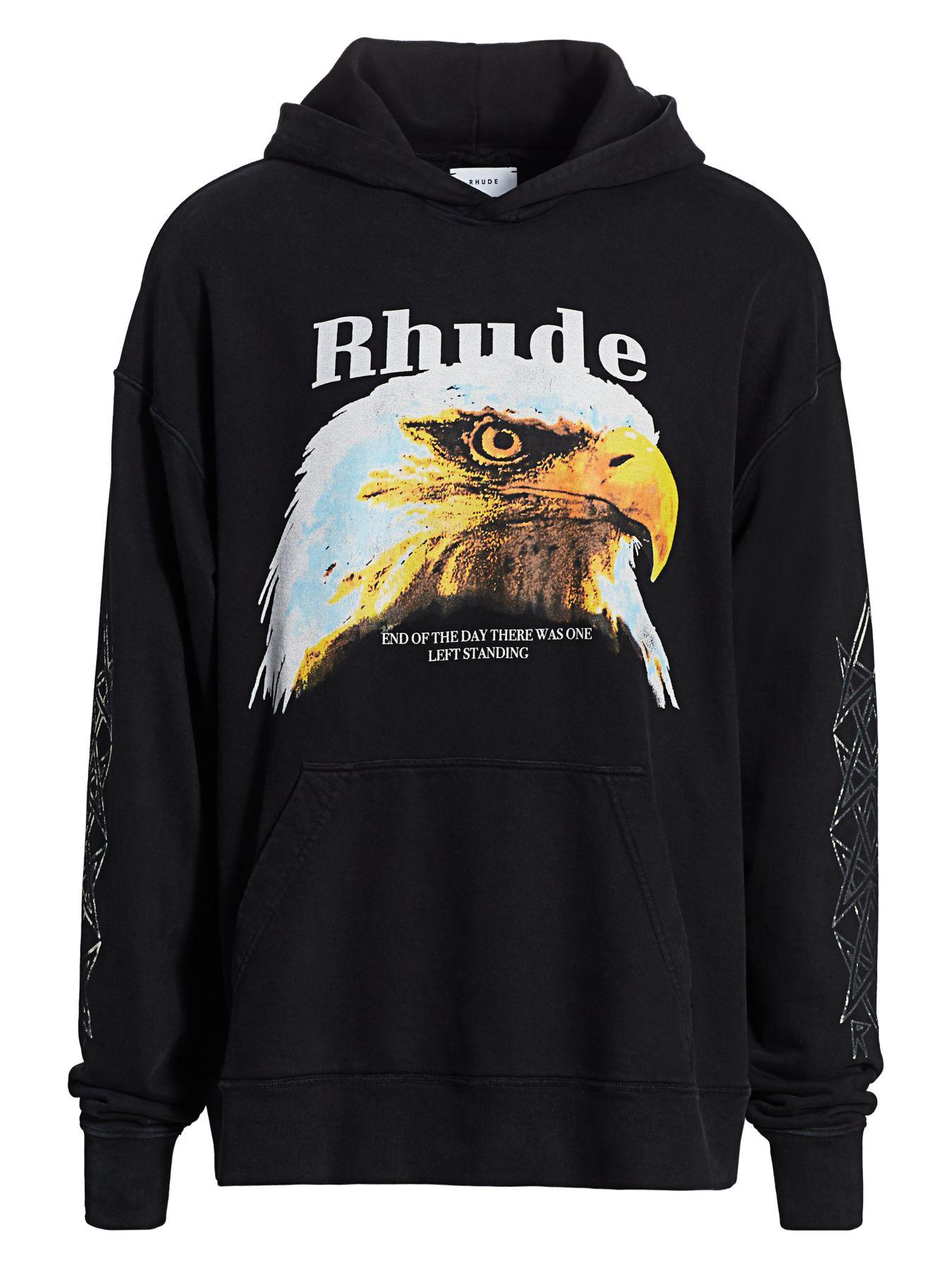 Rhude Cotton Bald Eagle Hoodie in Black for Men - Save 39% - Lyst
